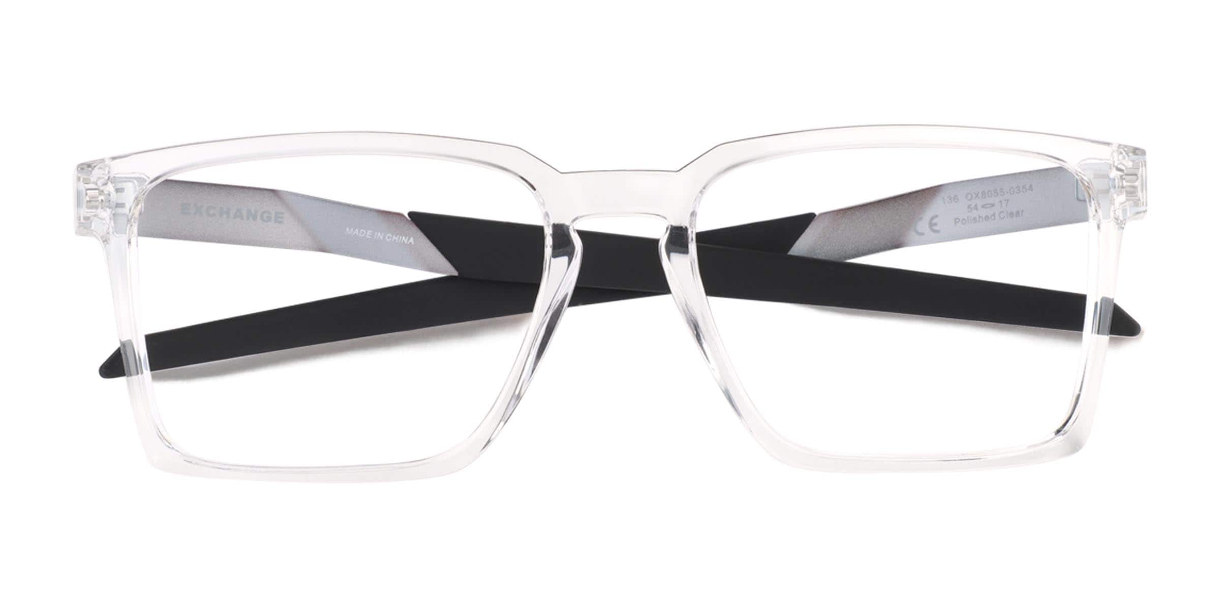 Oakley Exchange - Rectangle Polished Clear Frame Eyeglasses