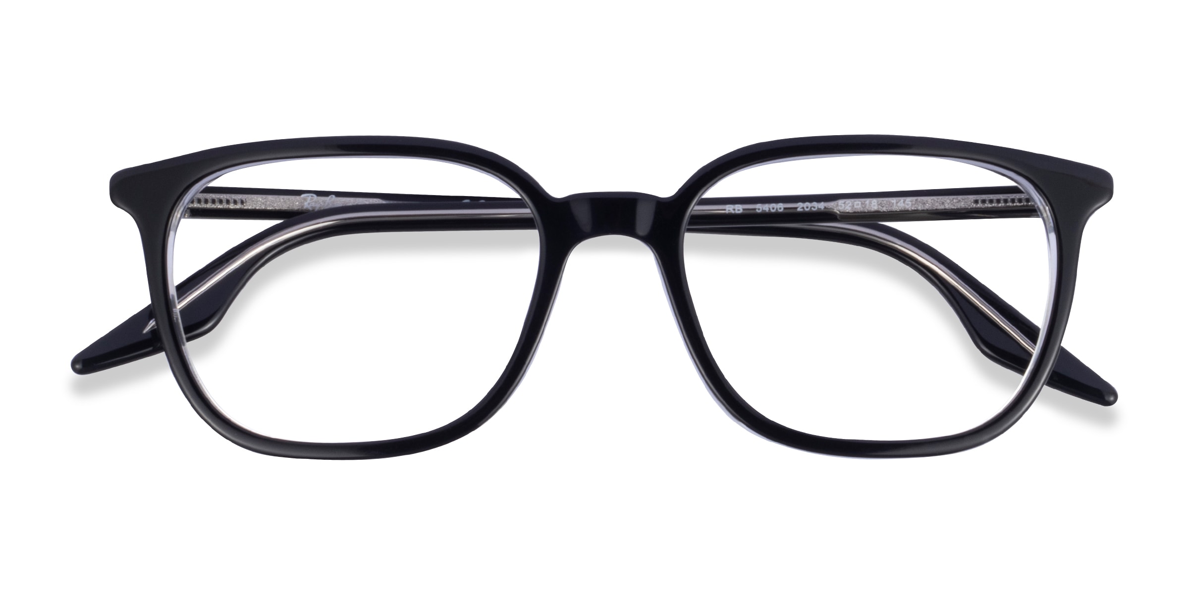 Ray-Ban RB5406 - Rectangle Black On Transparent Frame Eyeglasses