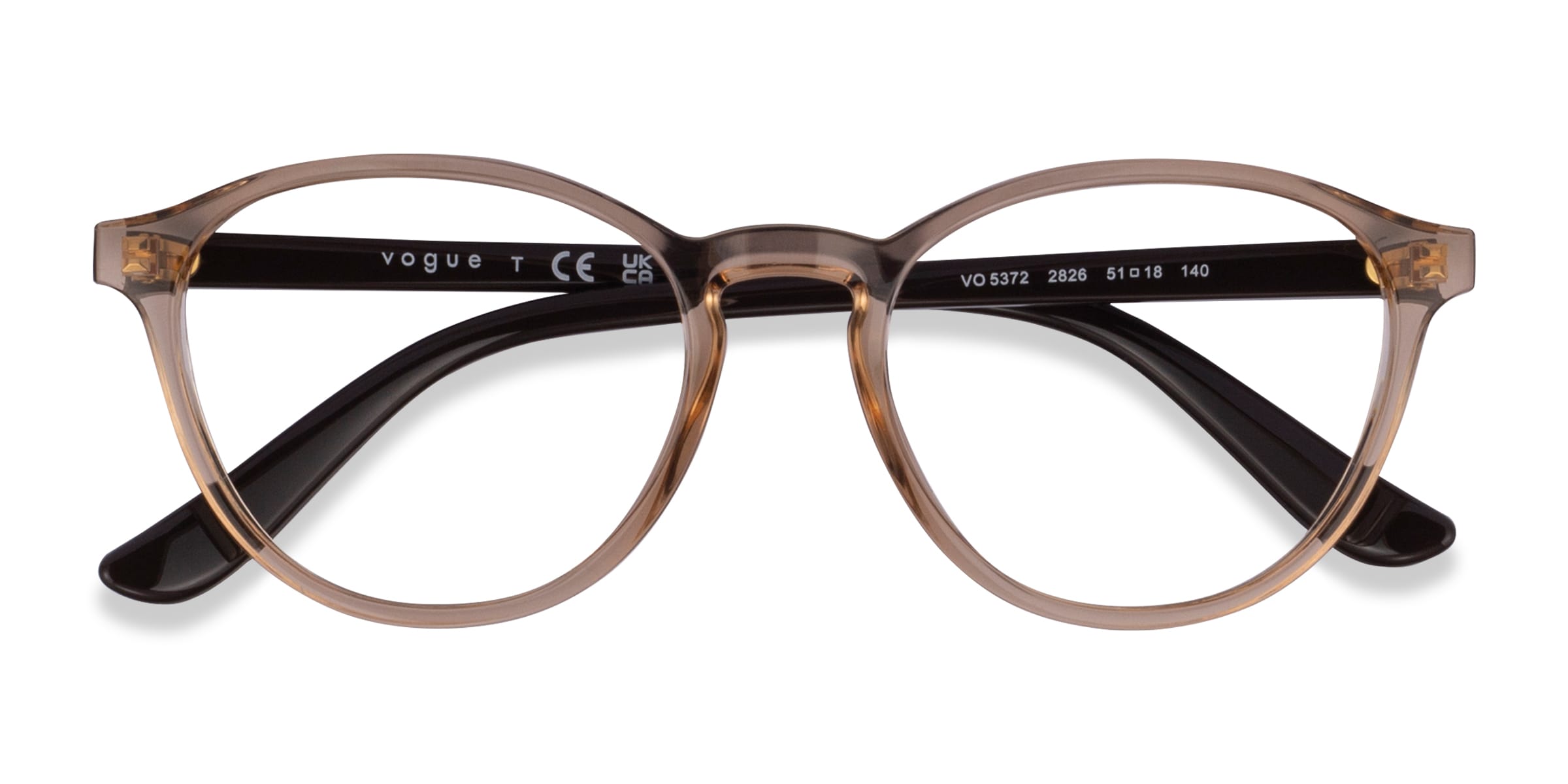 Vogue Eyewear VO5372 - Round Transparent Brown Frame Eyeglasses