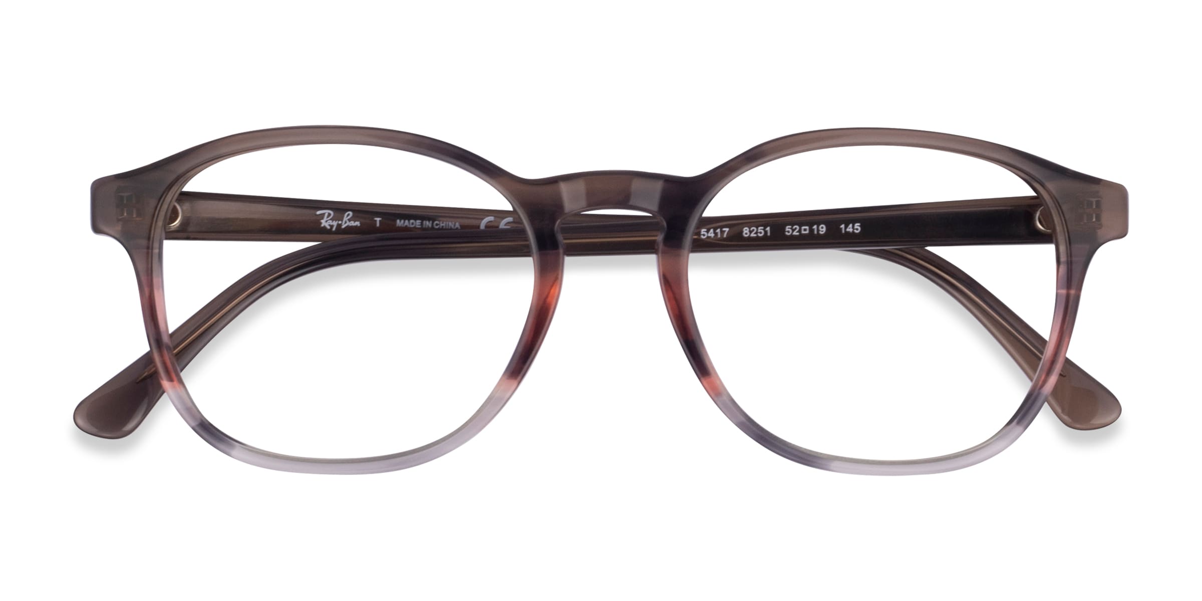 Ray-Ban RB5417 - Round Striped Brown Red Frame Eyeglasses