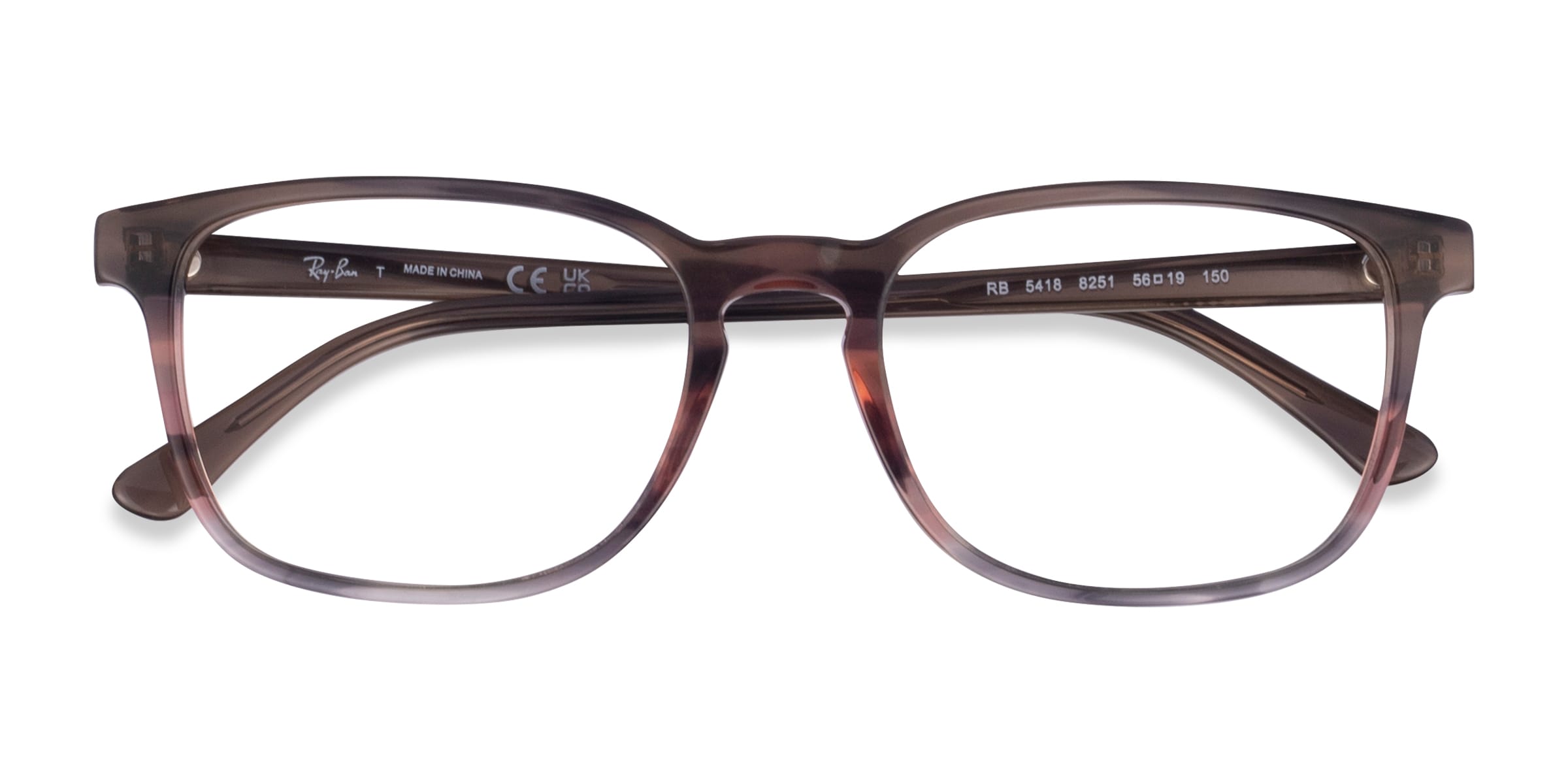 Ray-Ban RB5418 - Rectangle Striped Brown Red Frame Eyeglasses