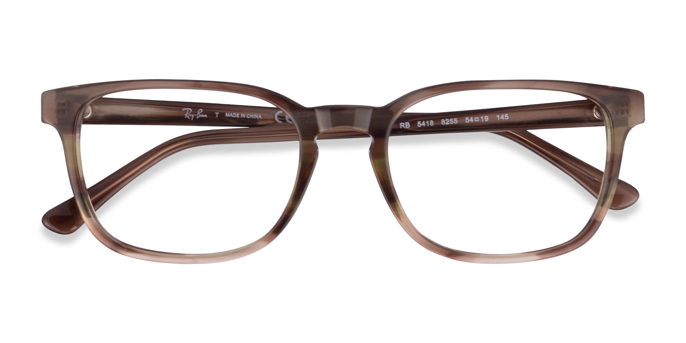 Ray-Ban RB5418 - Rectangle Striped Brown Frame Eyeglasses