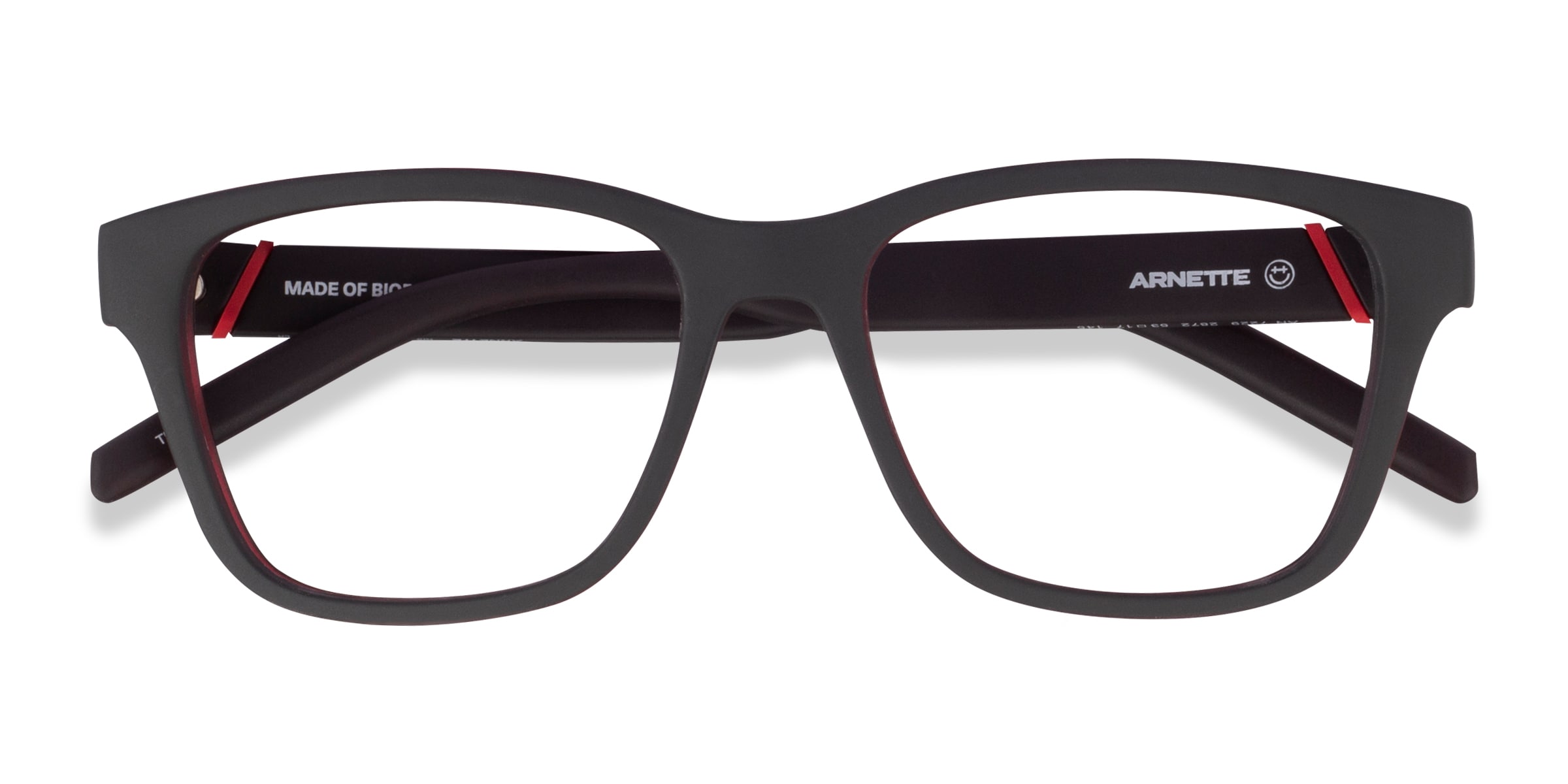 ARNETTE Telmo - Square Matte Gray Red Frame Eyeglasses