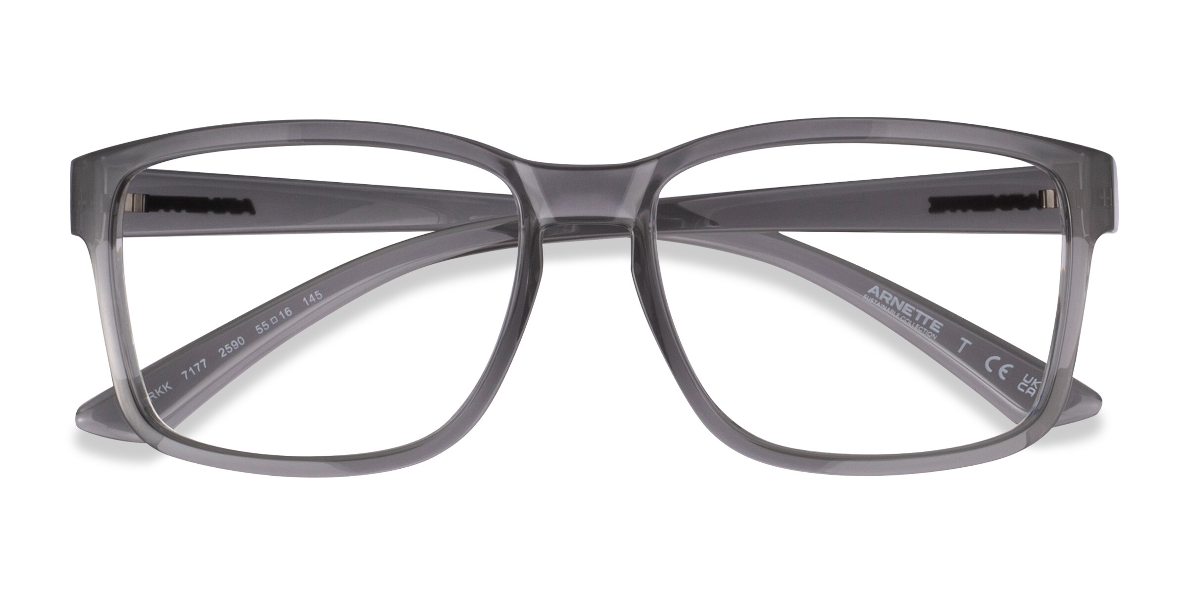 ARNETTE Dirkk - Square Shiny Transparent Gray Frame Eyeglasses