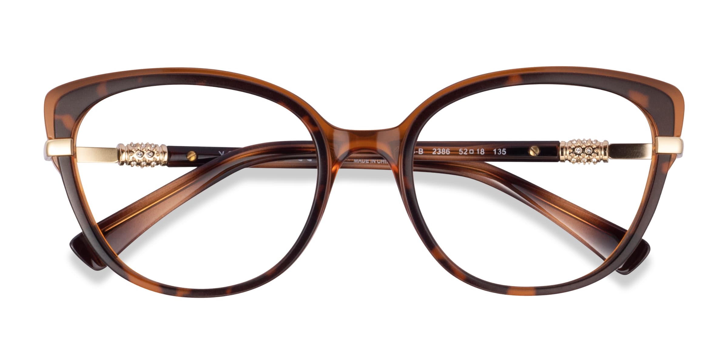 Vogue Eyewear VO5383B - Cat Eye Tortoise Light Brown Frame Glasses For Women