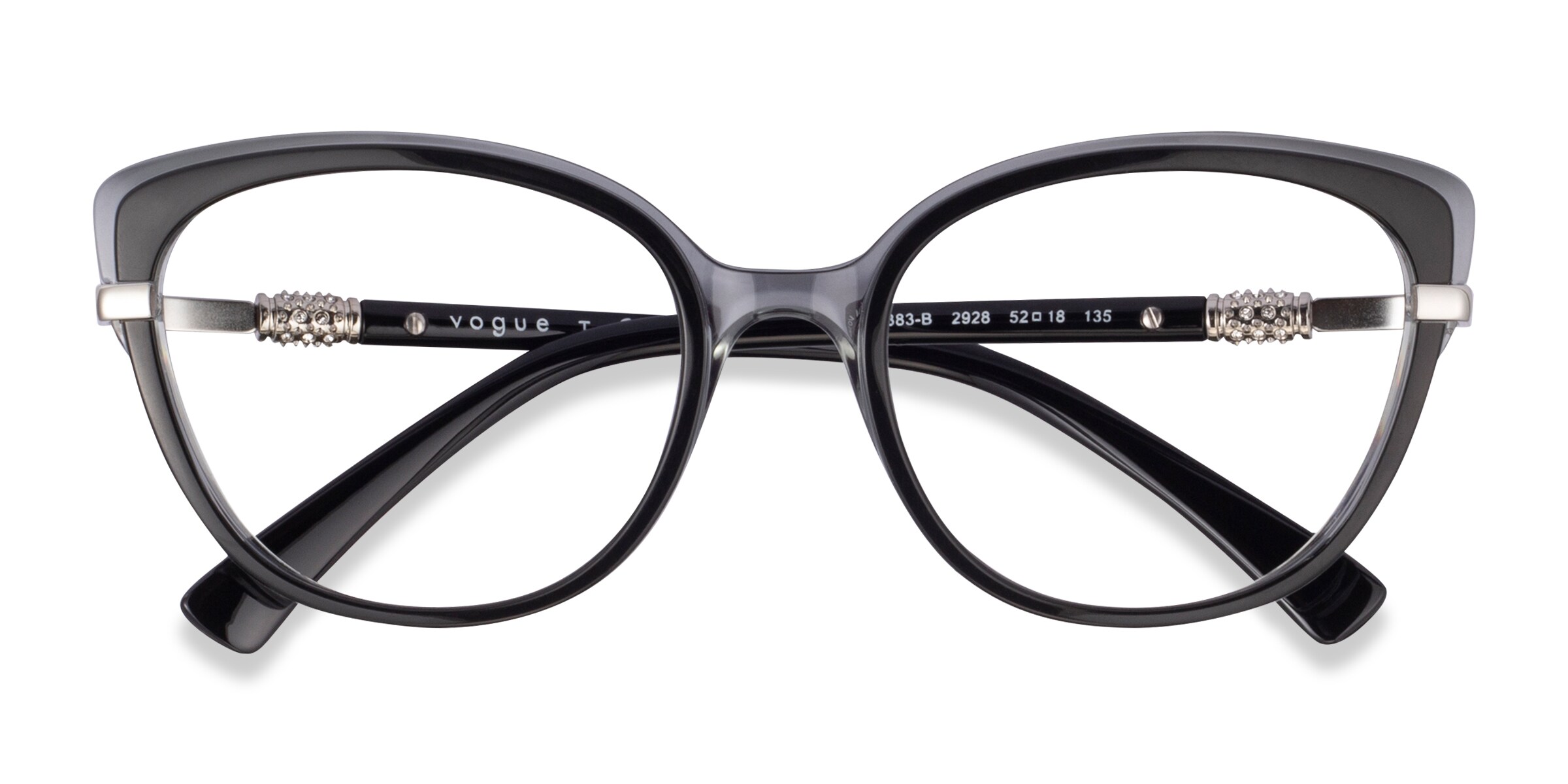 Vogue Eyewear VO5383B - Cat Eye Black Gray Frame Glasses For Women