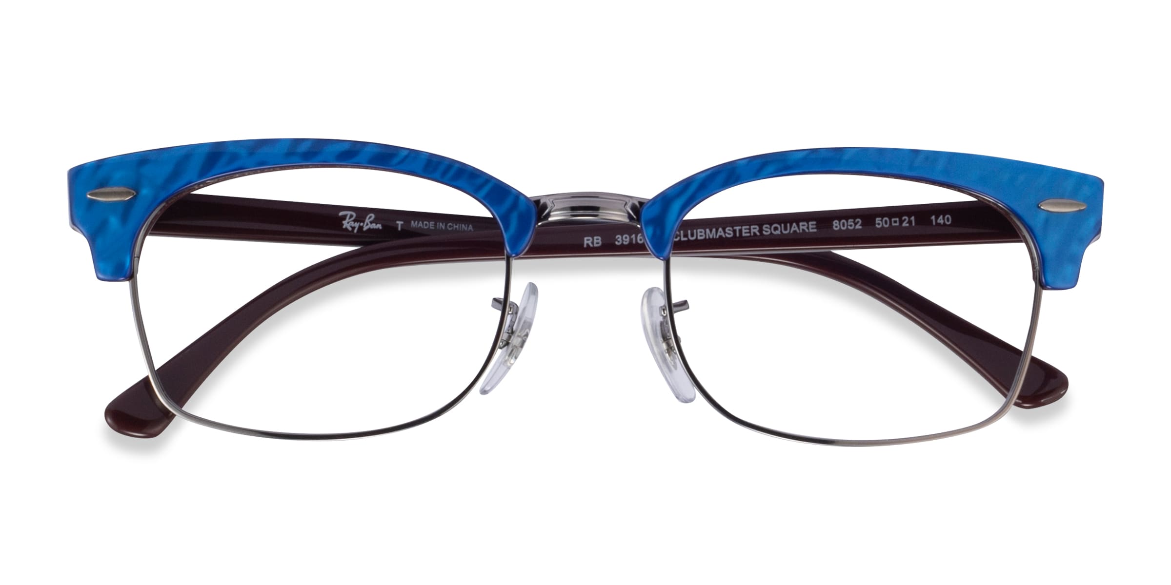 Ray-Ban RB3916V - Browline Wrinkled Blue On Brown Frame Eyeglasses