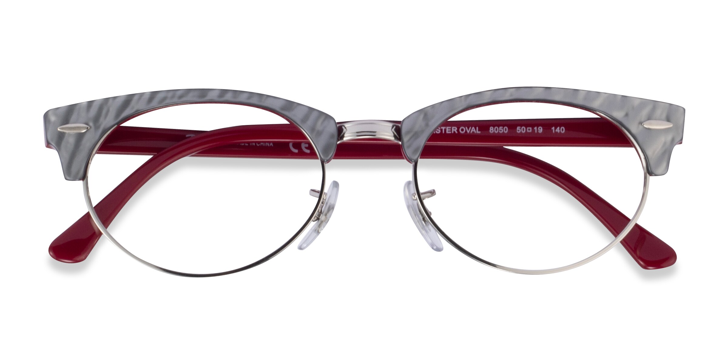 Ray-Ban RB3946V - Browline Wrinkled Gray On Bordeaux Frame Eyeglasses