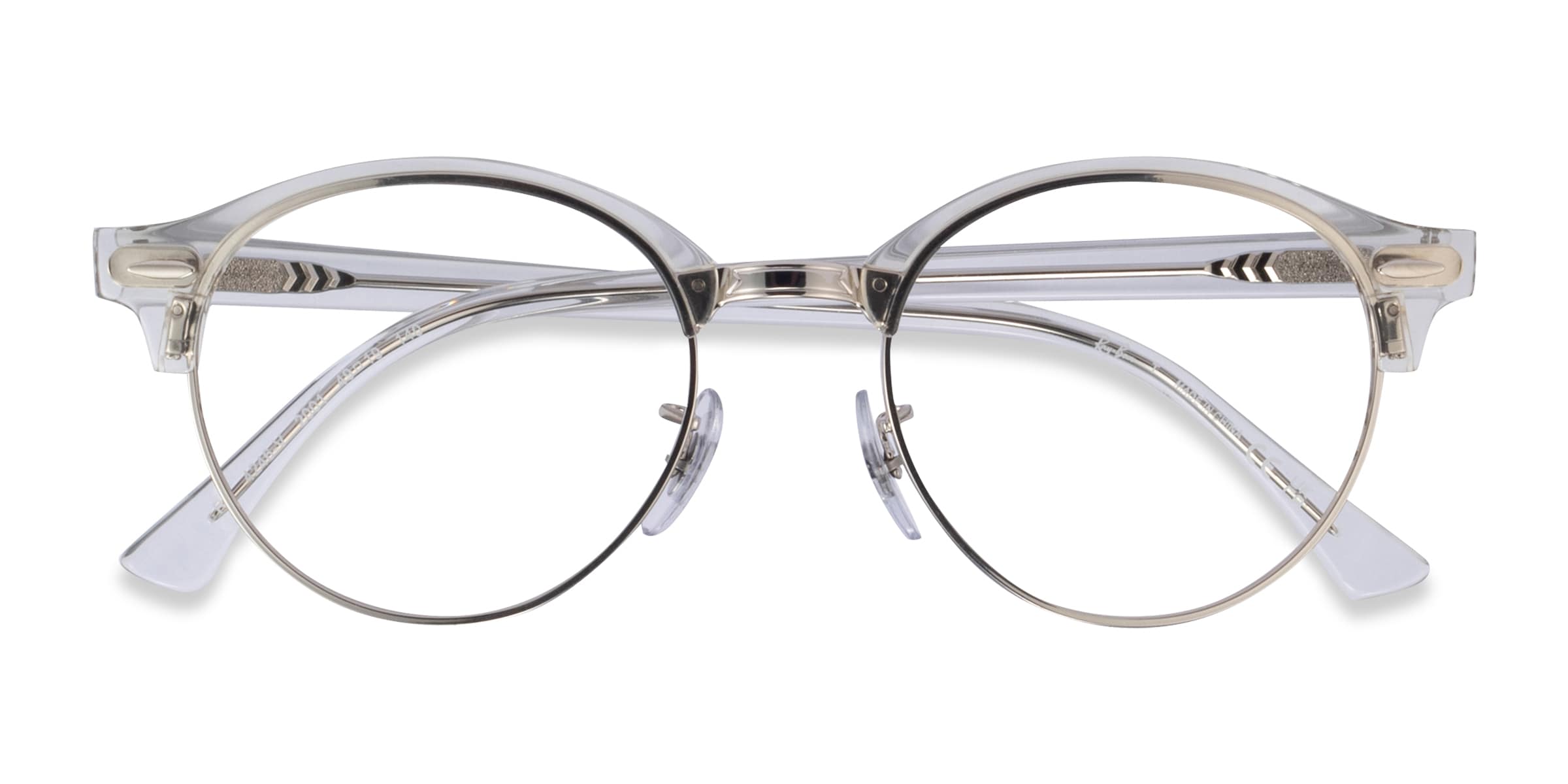 Ray-Ban RB4246V Clubround - Browline White Transparent Frame Eyeglasses