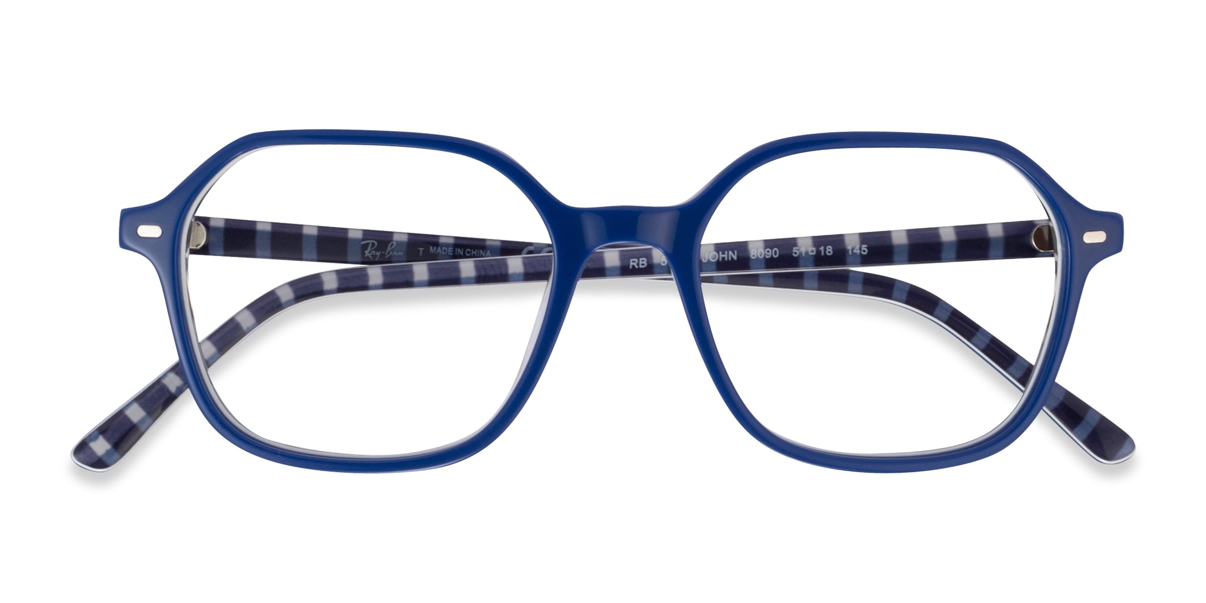 Ray-Ban RB5394 John - Square Vichy Blue White Frame Eyeglasses