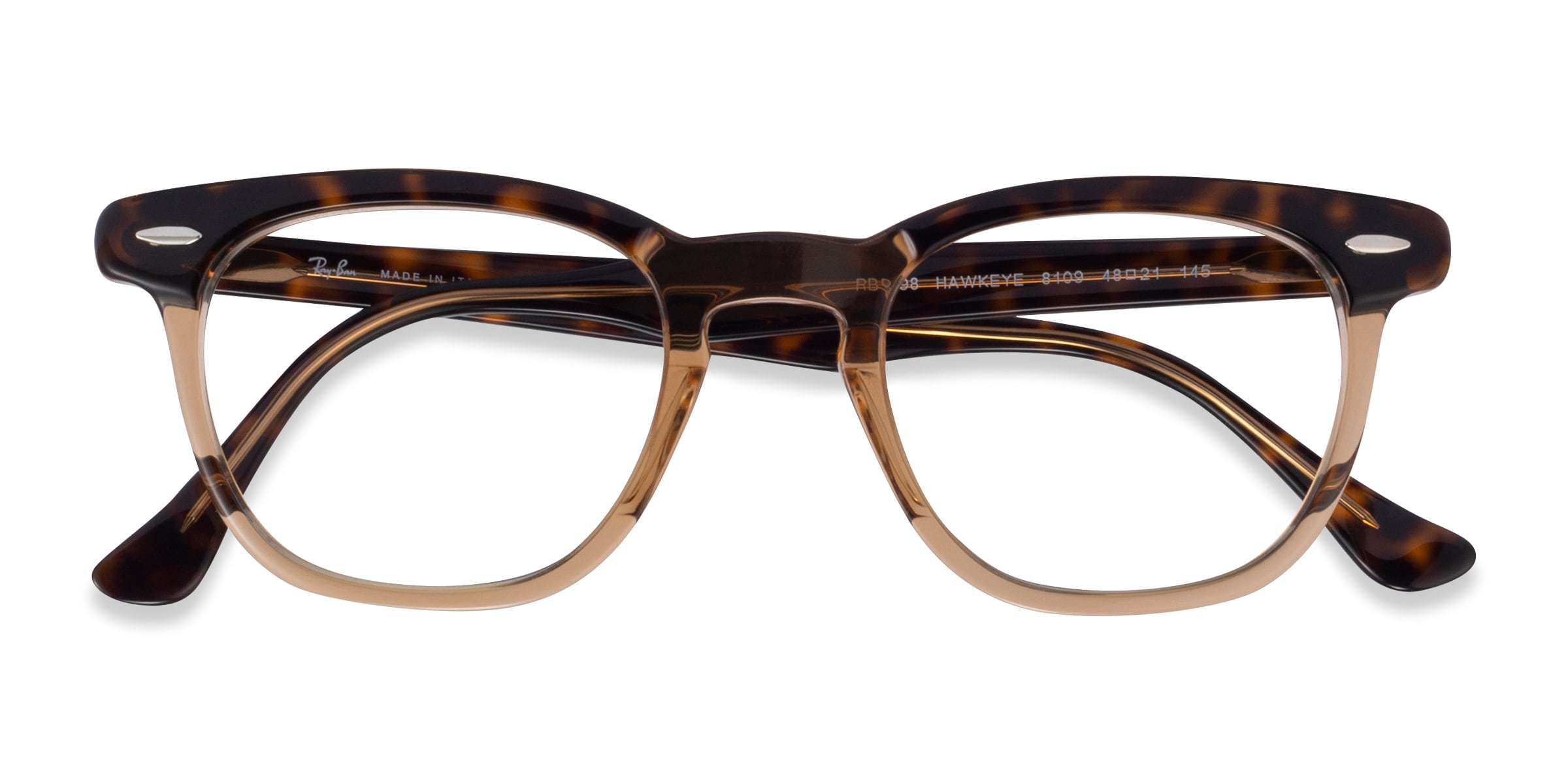 Ray-Ban RB5398 Hawkeye - Square Tortoise On Transparent Brown Frame Eyeglasses