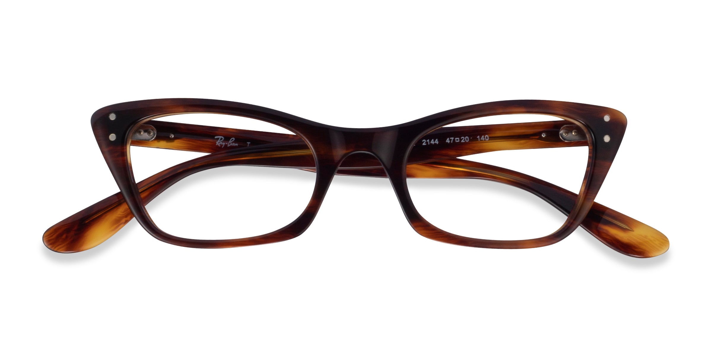 Ray-Ban RB5499 Lady Burbank - Cat Eye Striped Tortoise Frame Glasses For Women