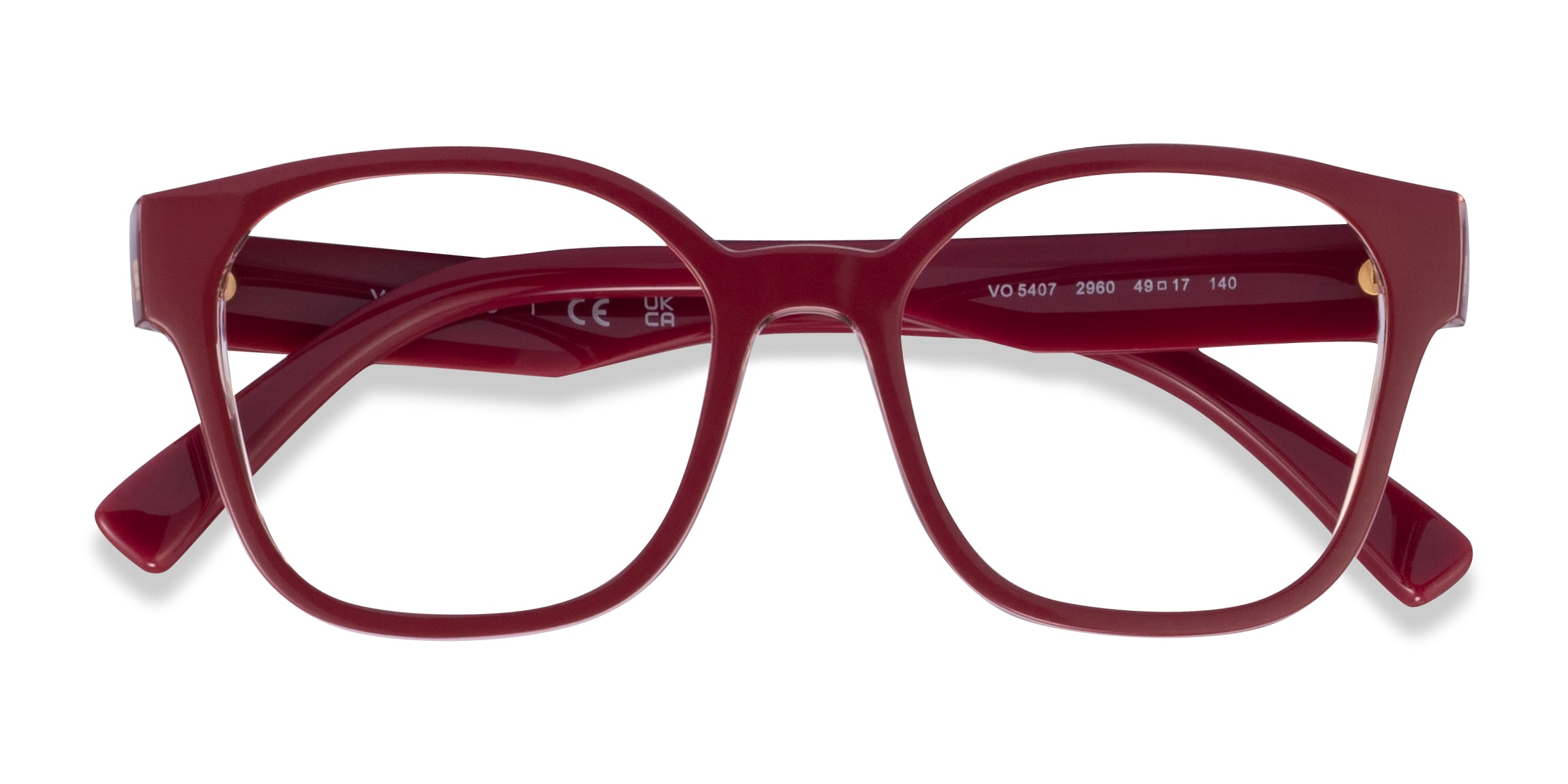 Vogue Eyewear VO5407 - Square Bordeaux Flowers Red Frame Glasses For Women