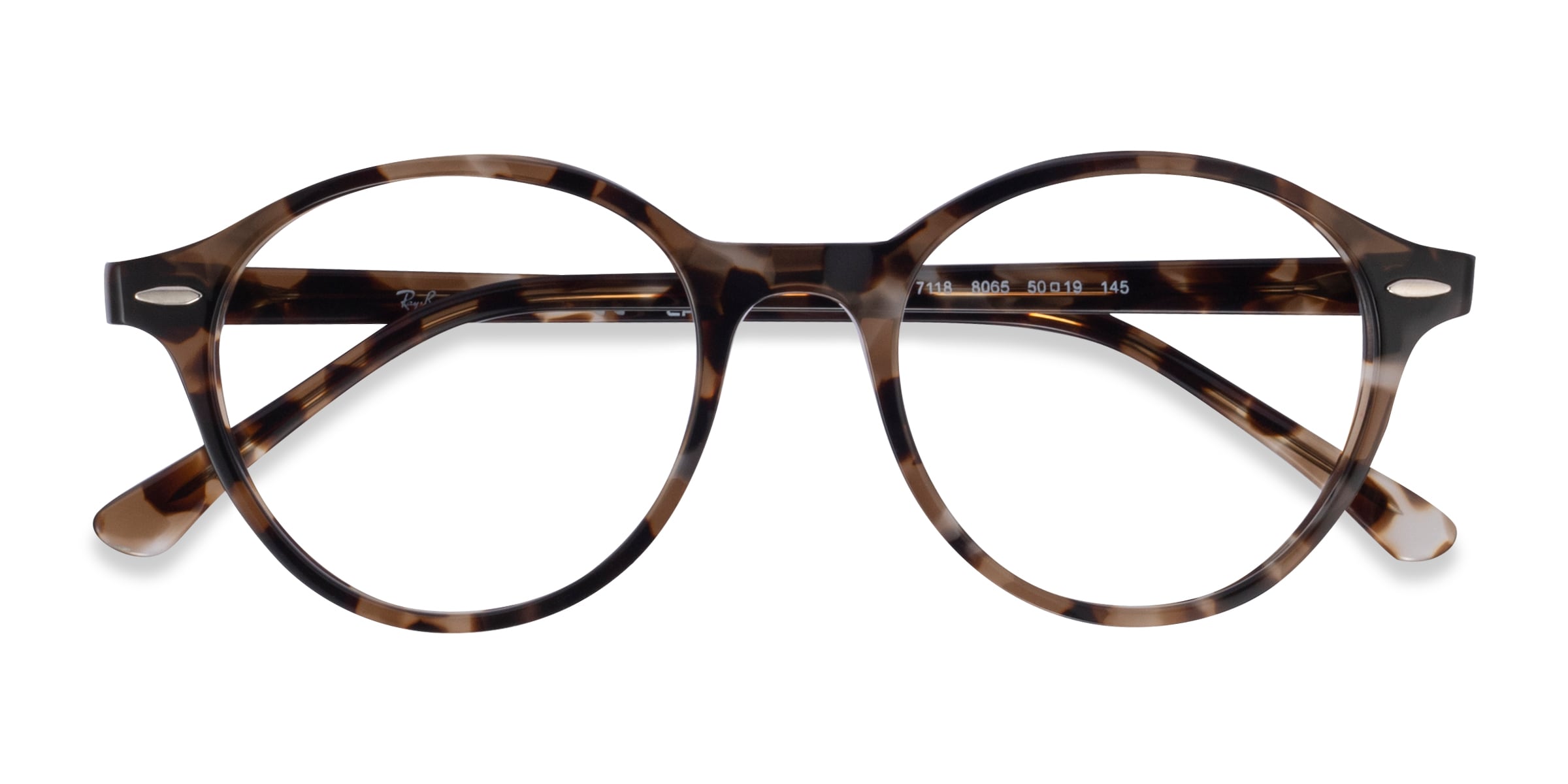 Ray-Ban RB7118 - Round Brown Tortoise Frame Eyeglasses