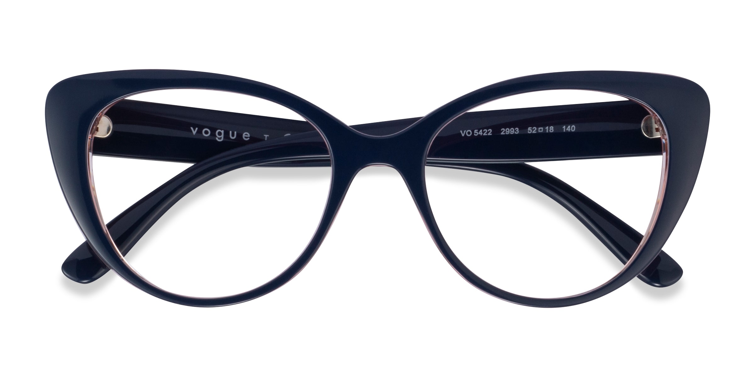 Vogue Eyewear VO5422 - Cat Eye Dark Blue Serigraphy Frame Glasses For Women