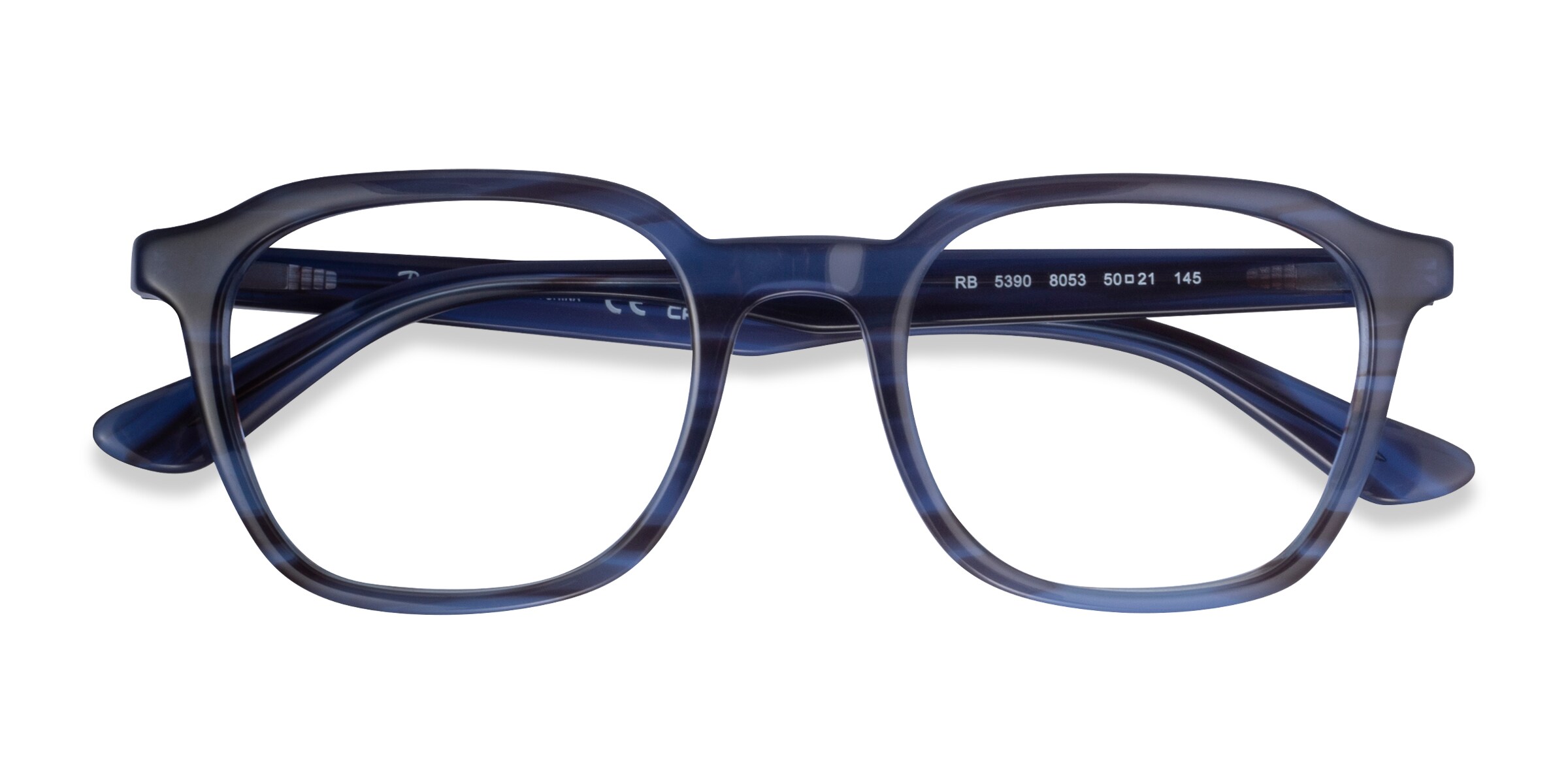 Ray-Ban RB5390 - Square Striped Blue Frame Eyeglasses