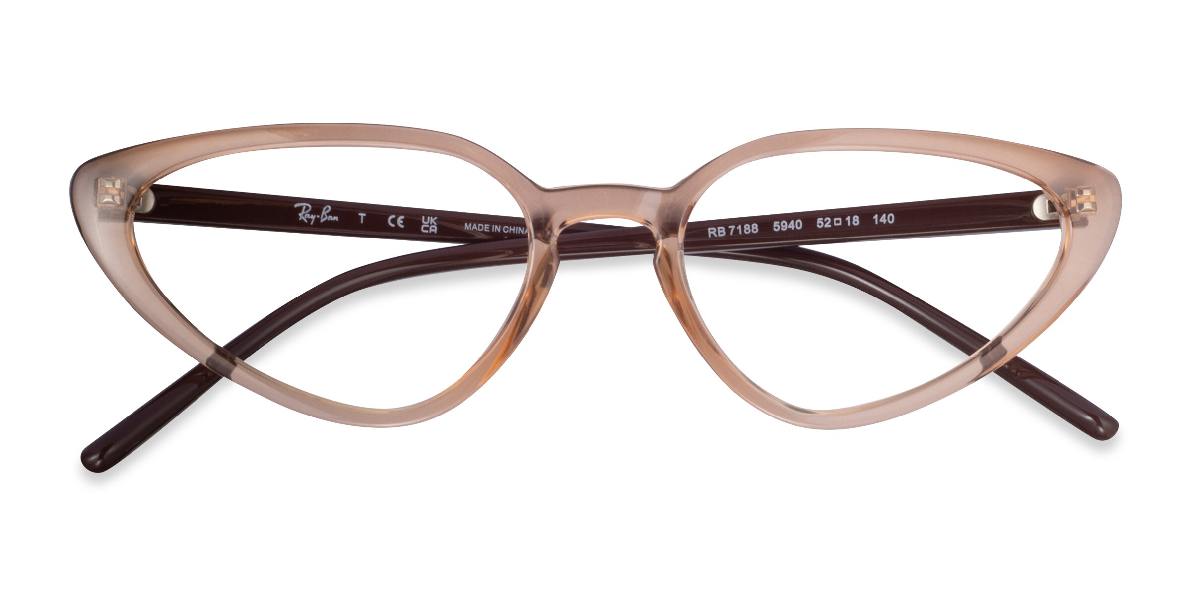 Ray-Ban RB7188 - Cat Eye Light Brown Frame Glasses For Women