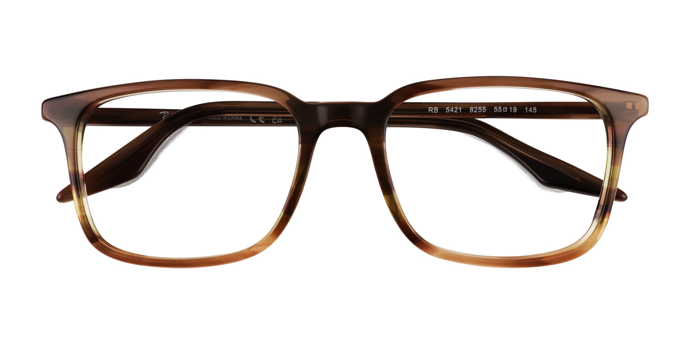 Ray-Ban RB5421 - Rectangle Striped Brown Frame Eyeglasses