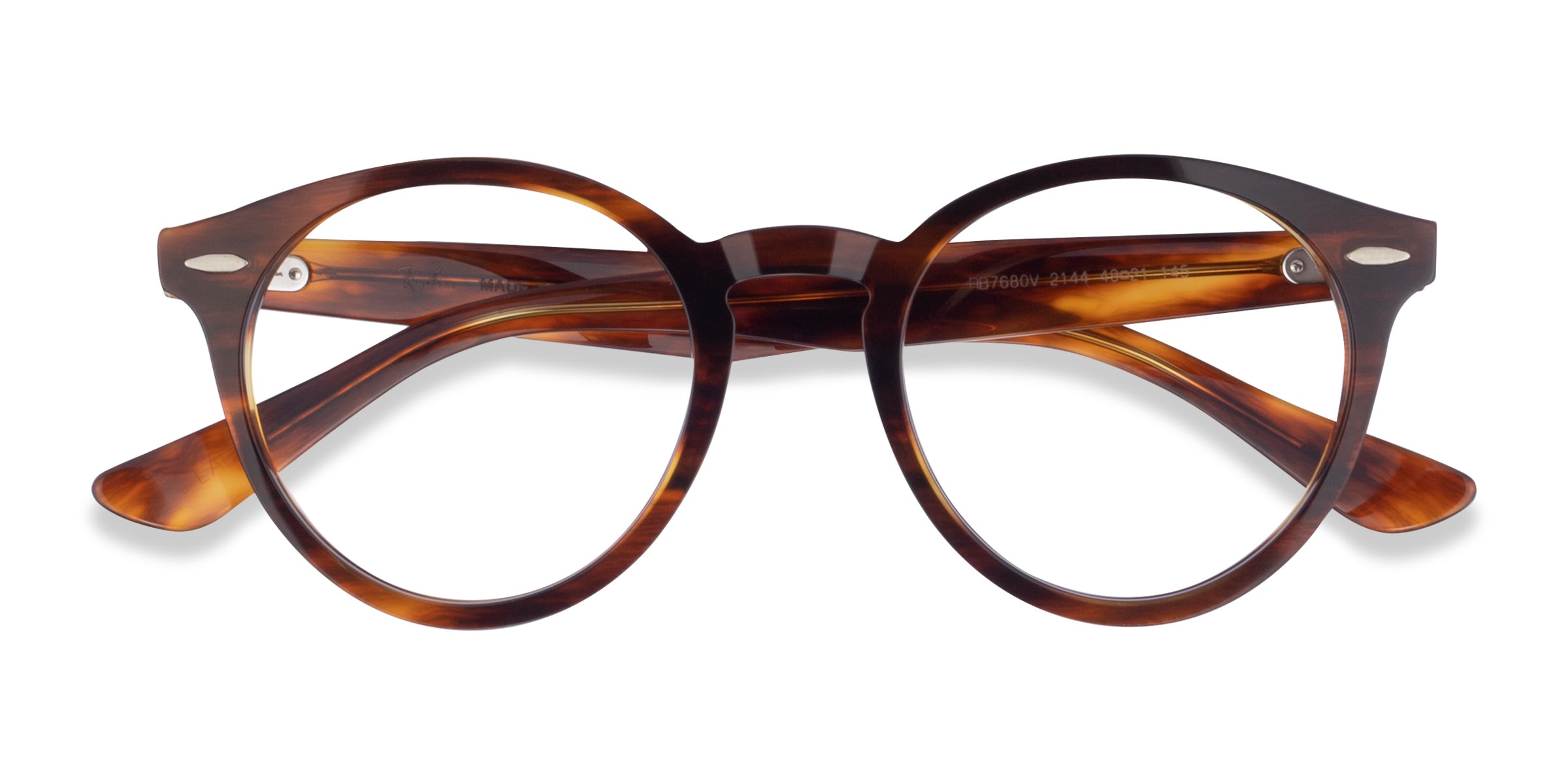 Ray-Ban RB7680V Larry - Round Striped Tortoise Frame Eyeglasses