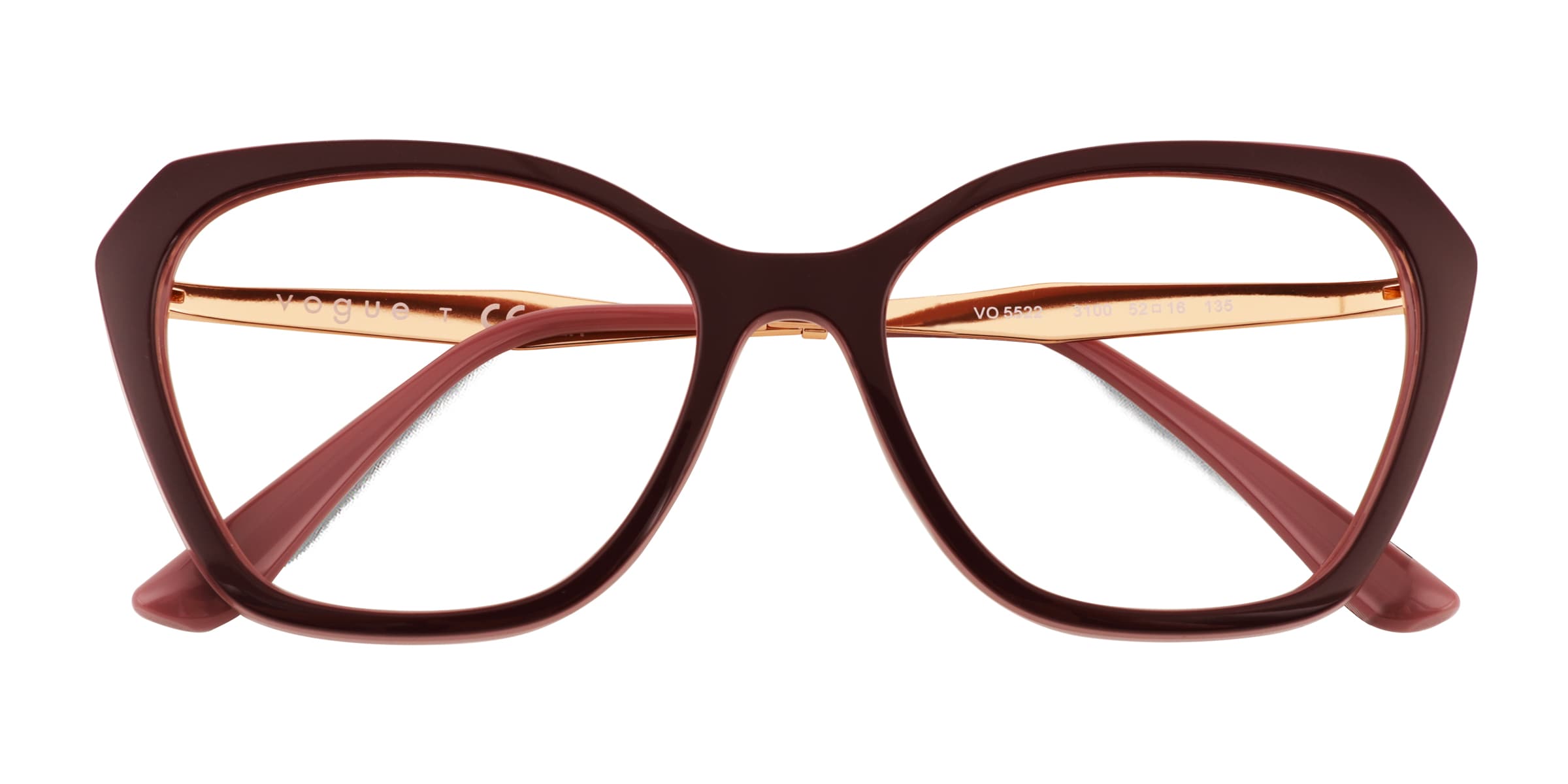 Vogue Eyewear VO5522 - Cat Eye Red Purple Frame Glasses For Women