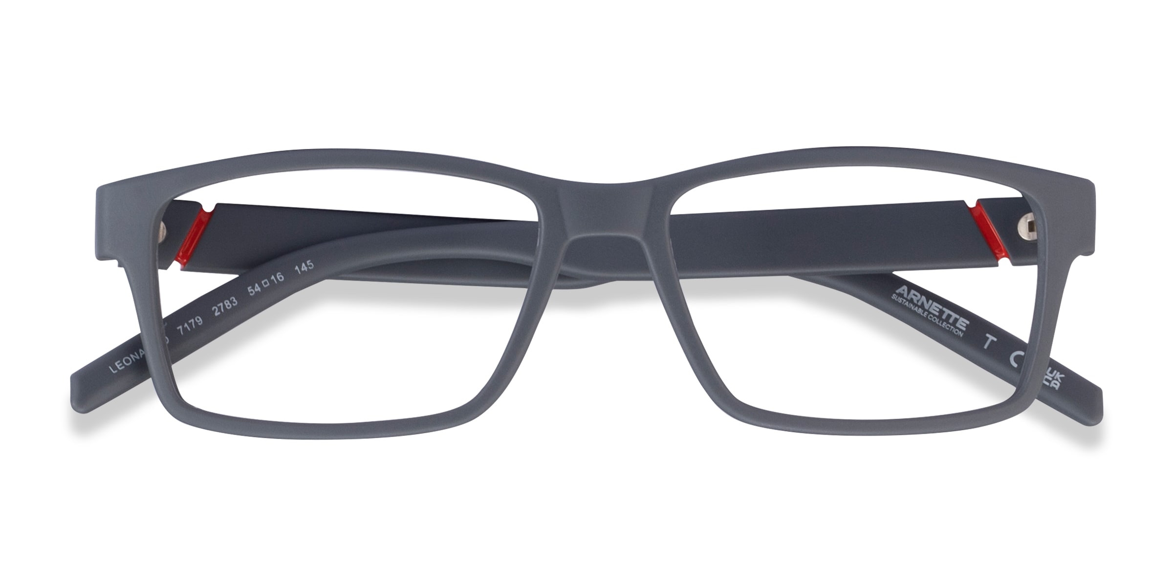 ARNETTE Leonardo - Rectangle Matte Gray Frame Glasses For Men