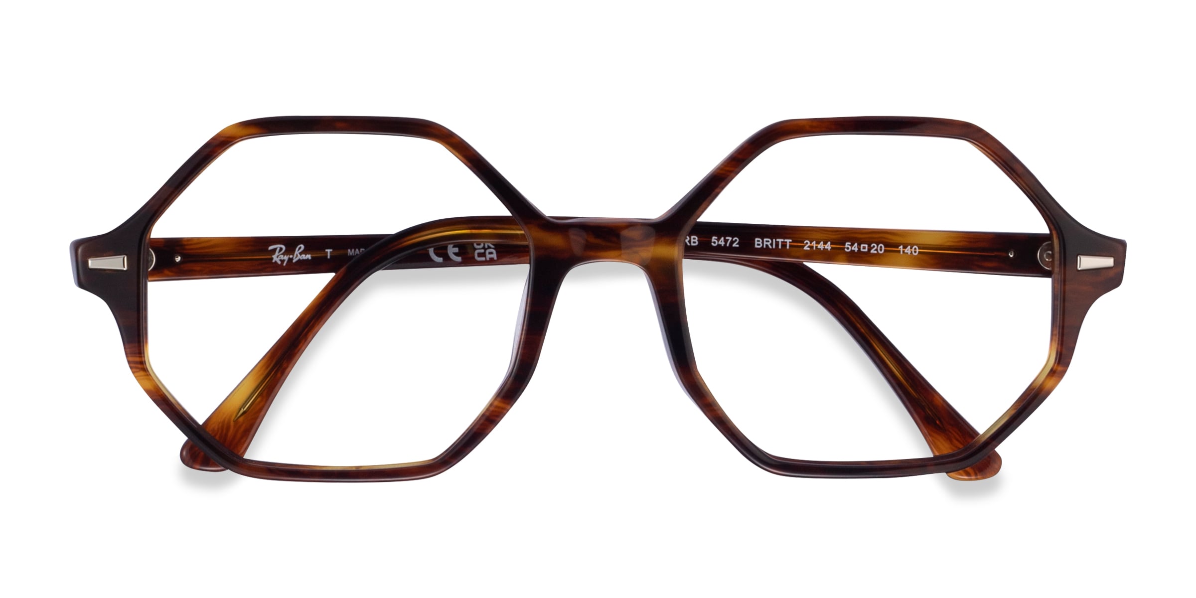 Ray-Ban RB5472 Britt - Square Striped Tortoise Frame Eyeglasses