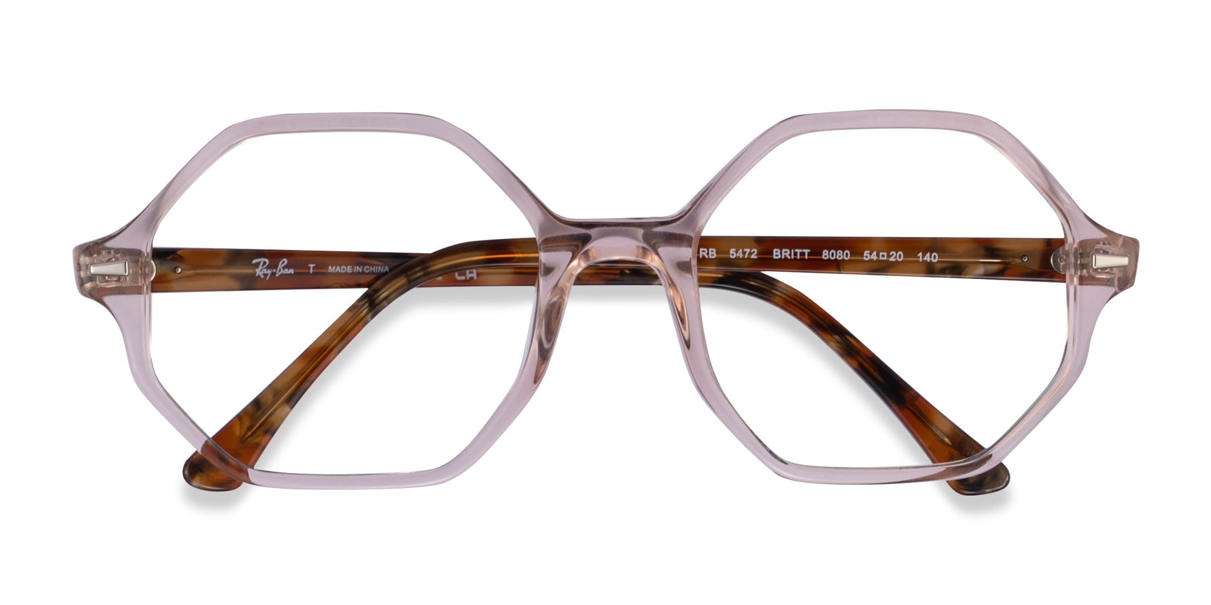 Ray-Ban RB5472 Britt - Square Transparent Light Brown Frame Glasses For Women