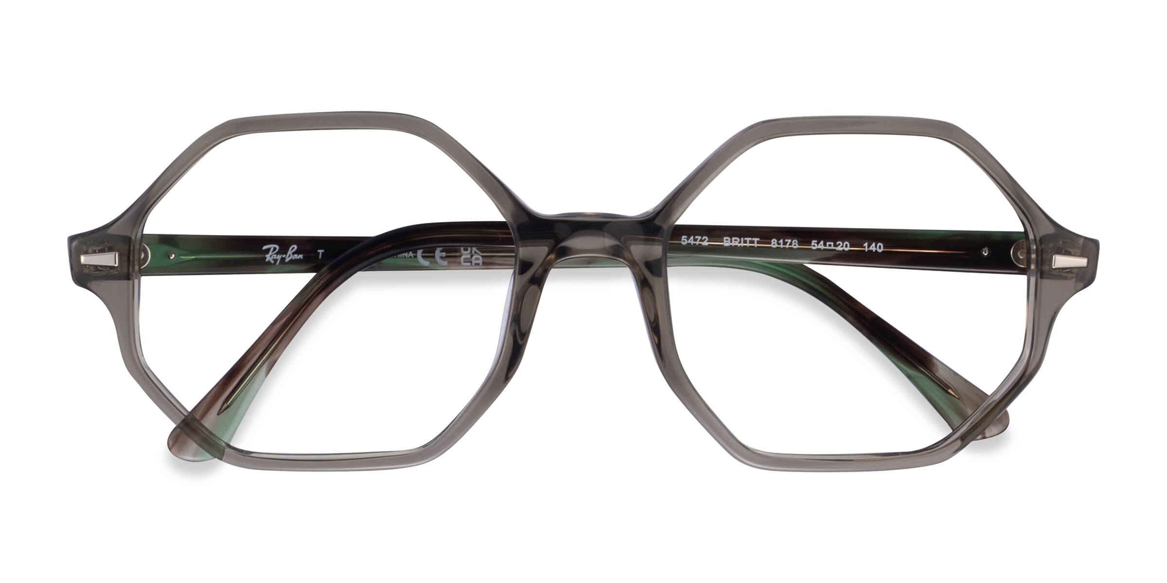 Ray-Ban RB5472 Britt - Square Transparent Green Frame Eyeglasses