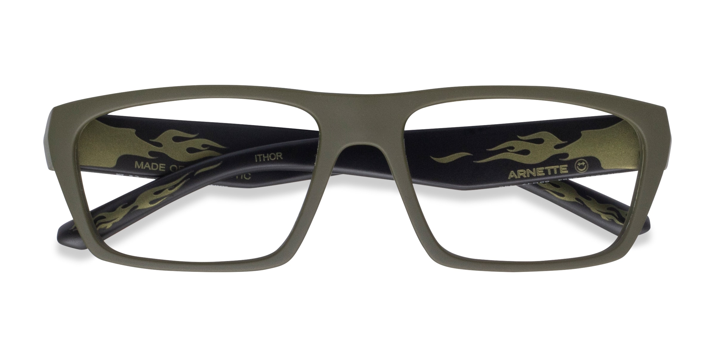 ARNETTE Ithor - Rectangle Matte Green Frame Glasses For Men