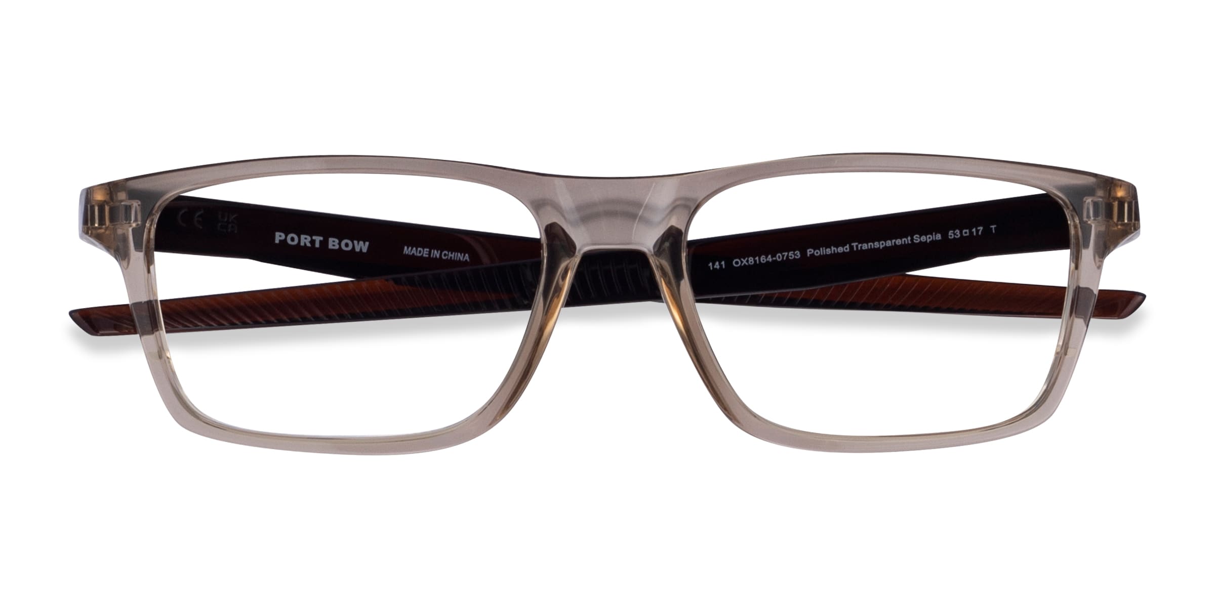 Oakley Port Bow - Rectangle Clear Brown Frame Eyeglasses