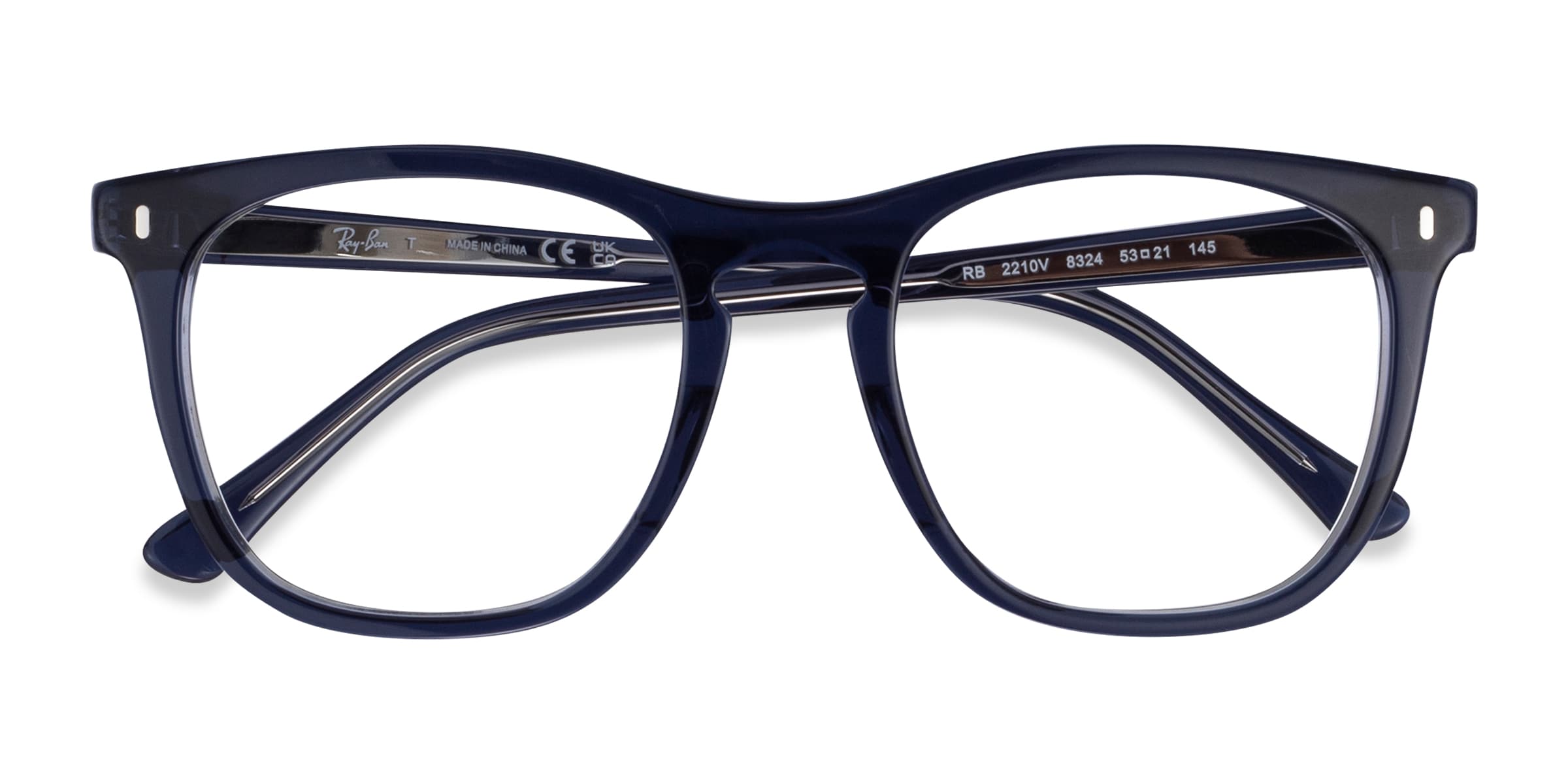 Ray-Ban RB2210V - Square Clear Navy Frame Eyeglasses