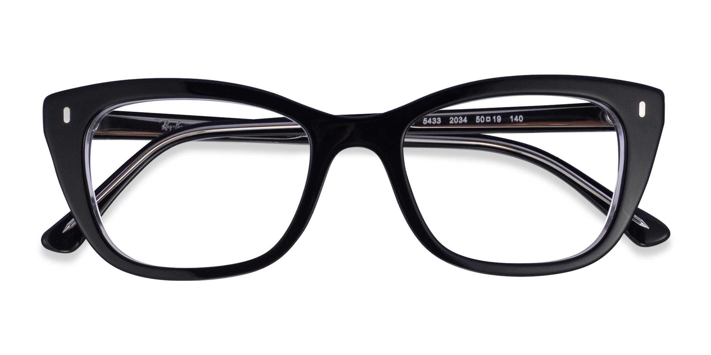 Ray-Ban RB5433 - Cat Eye Black Clear Frame Eyeglasses