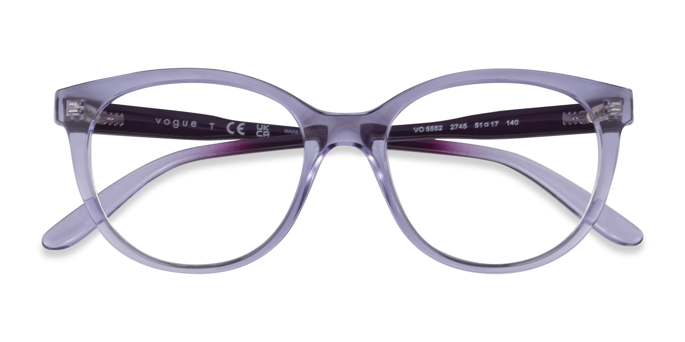Vogue Eyewear VO5552 - Round Clear Purple Frame Glasses For Women