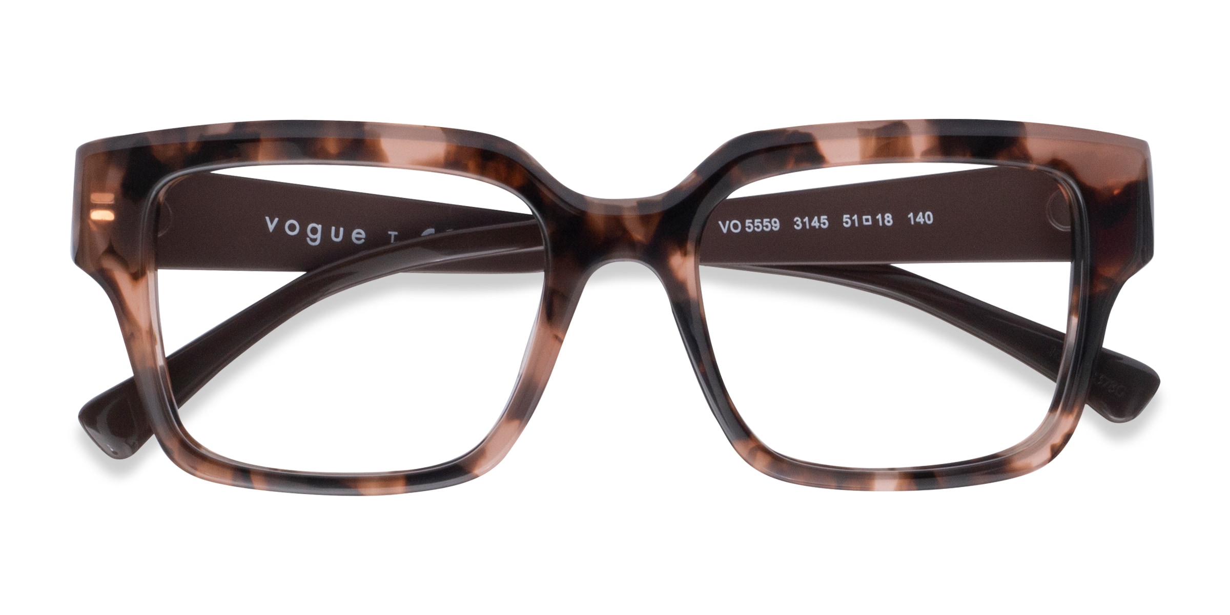 Vogue Eyewear VO5559 - Square Rose Tortoise Frame Glasses For Women