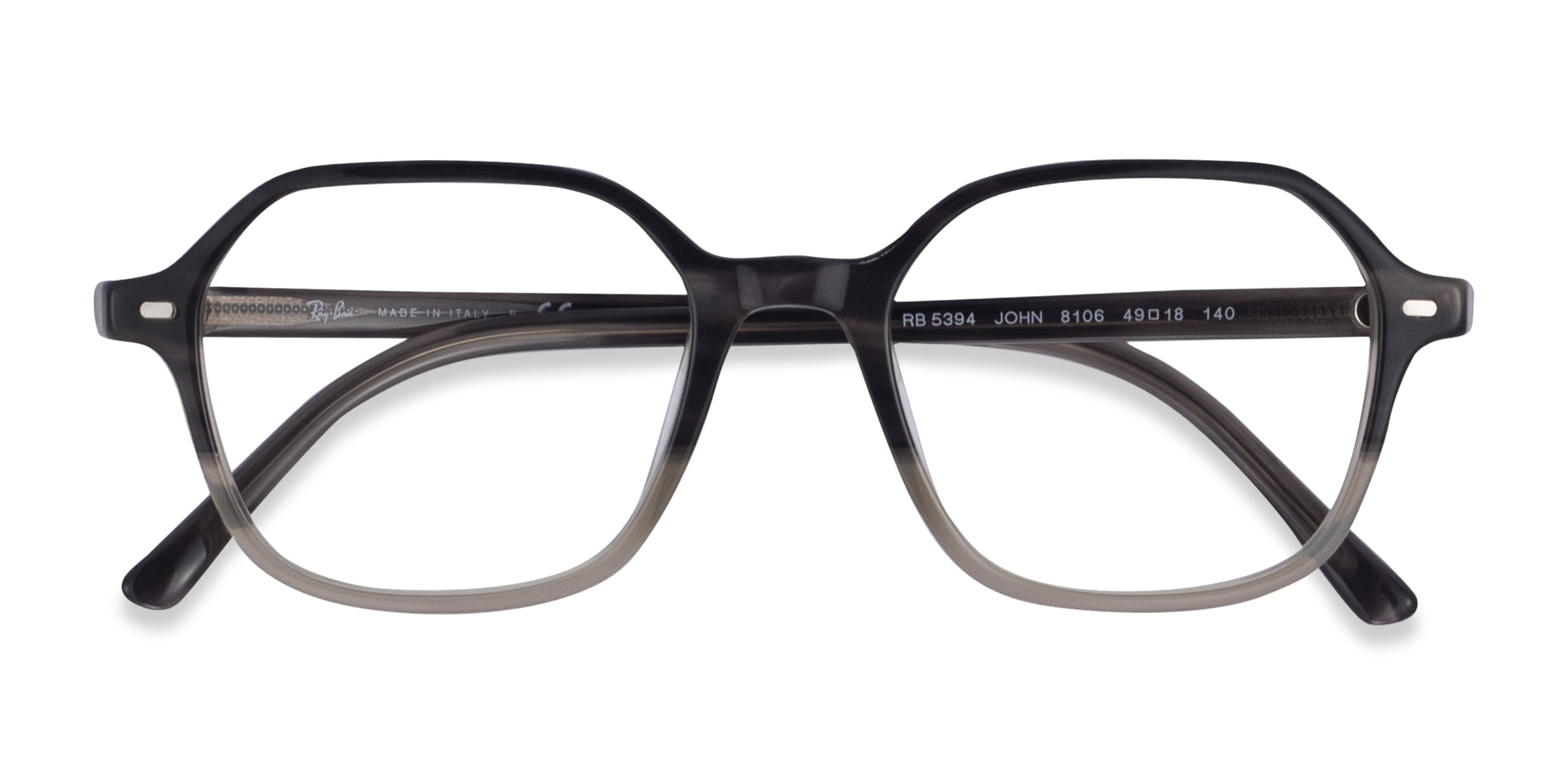 Ray-Ban RB5394 John - Square Striped Gray Tortoise Frame Eyeglasses