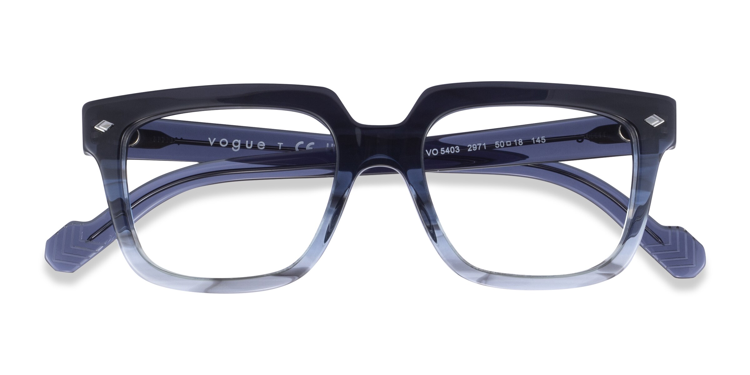 Vogue Eyewear VO5403 - Wayfarer Shiny Clear Blue Frame Glasses For Men