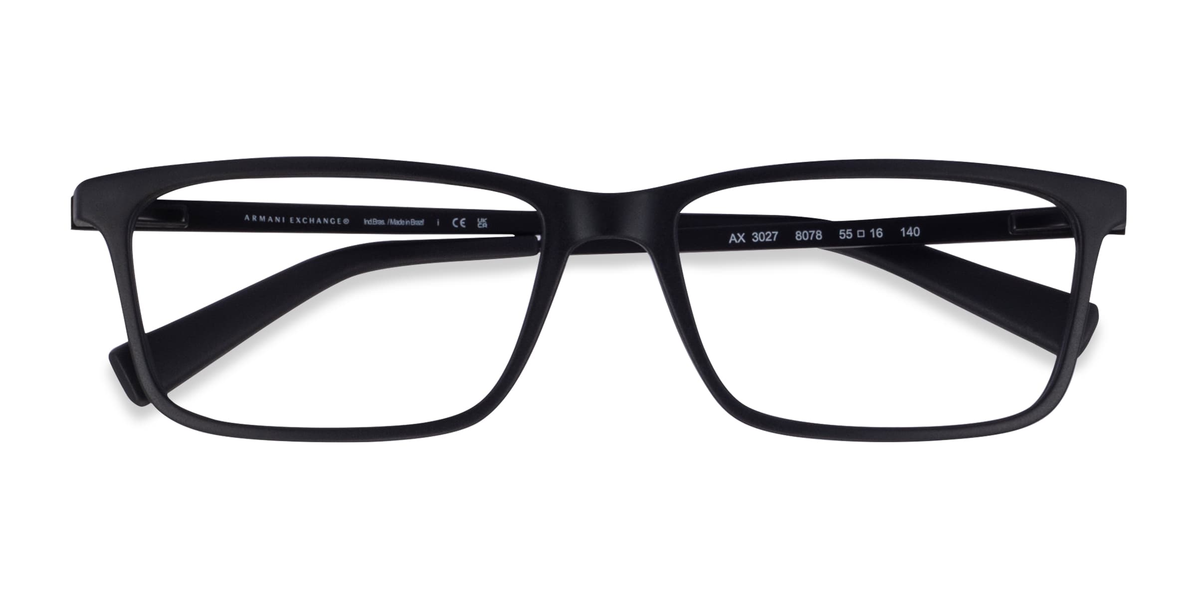 Armani Exchange AX3027 - Rectangle Matte Black Frame Glasses For Men