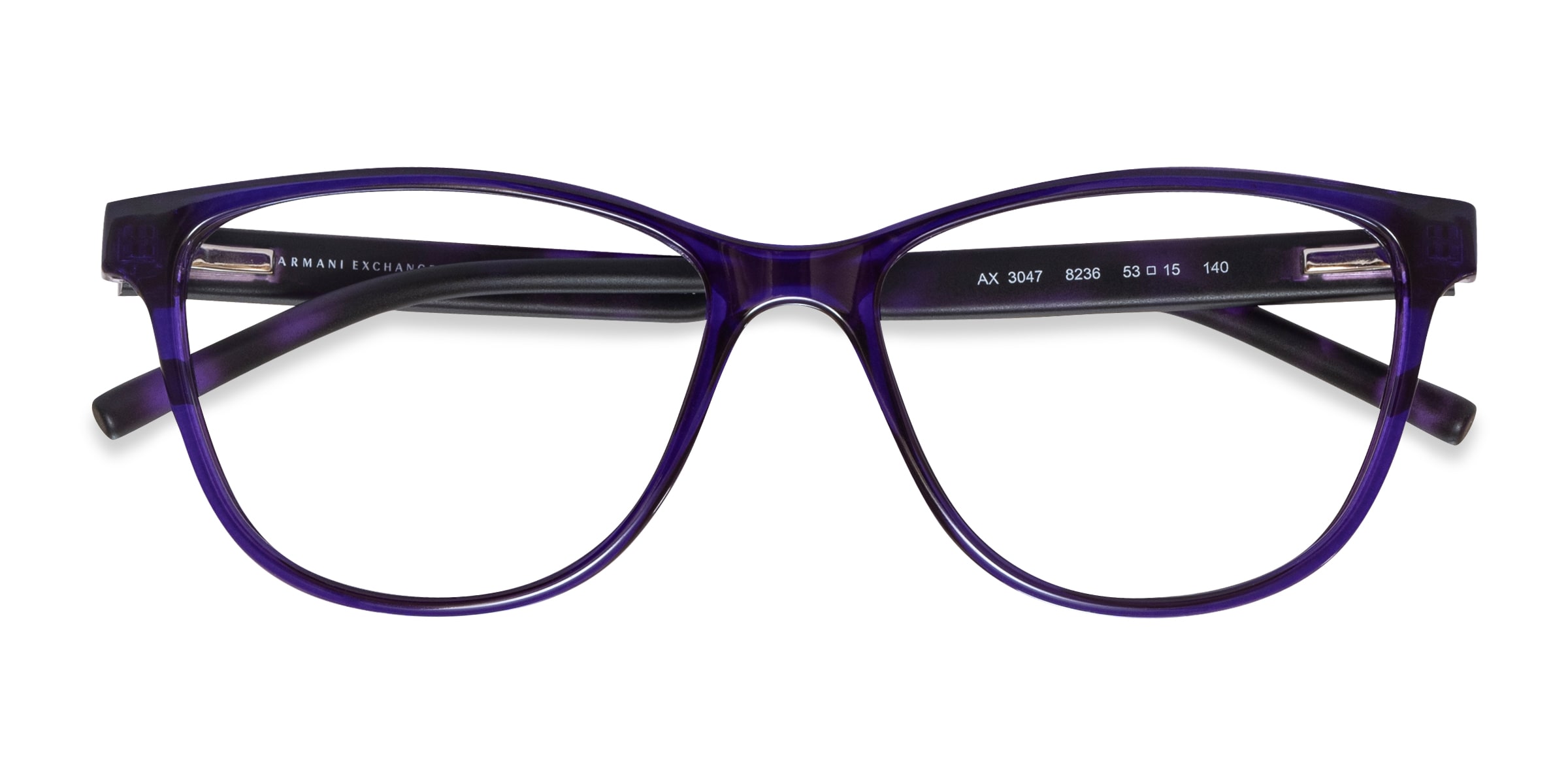 Armani Exchange AX3047 - Cat Eye Shiny Purple Frame Glasses For Women