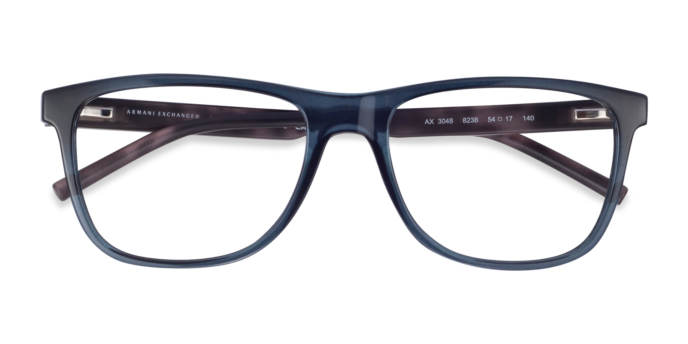 Armani Exchange AX3048 - Square Clear Navy Frame Eyeglasses