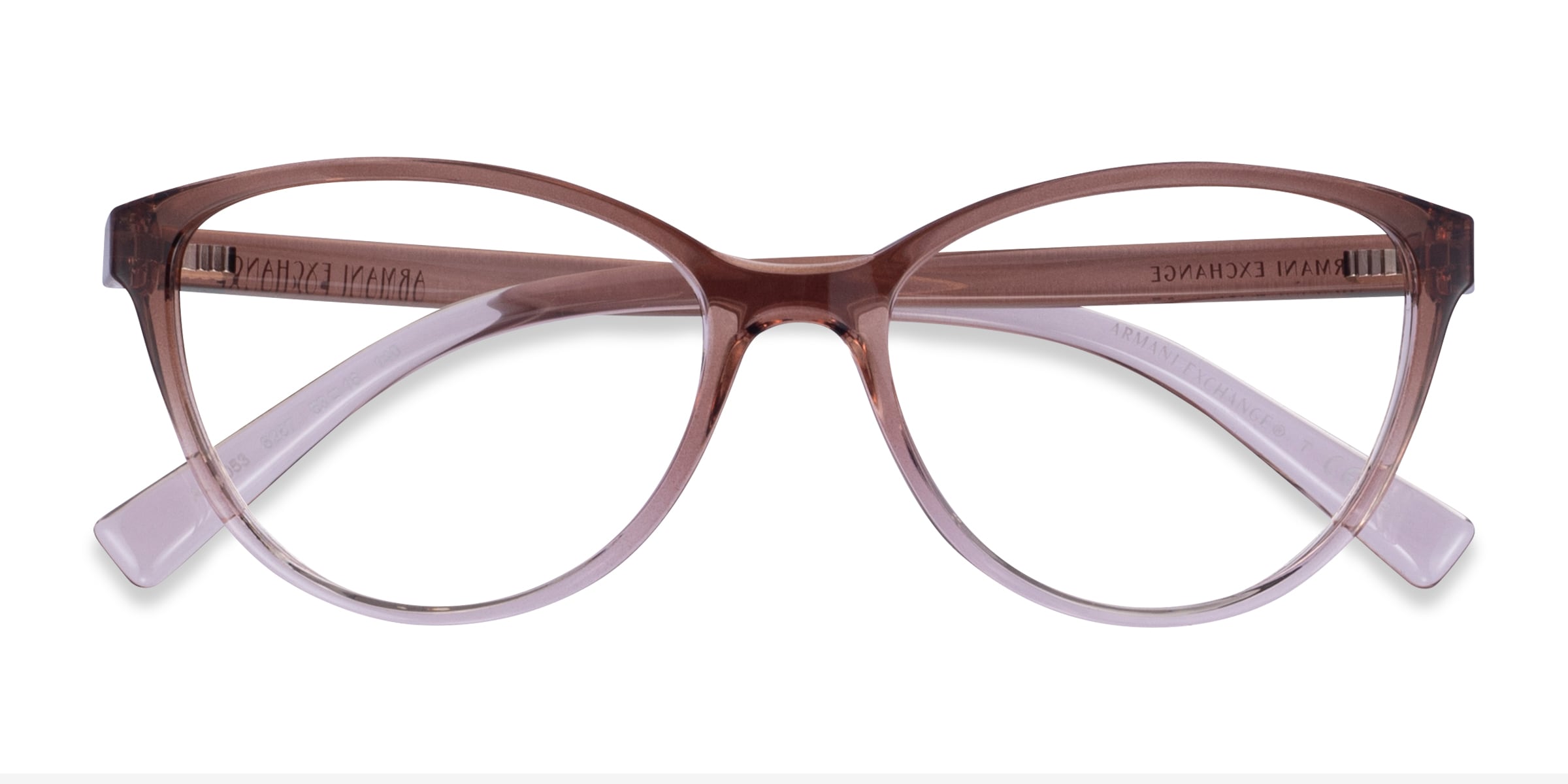 Armani Exchange AX3053 - Cat Eye Gradient Transparent Brown Frame Glasses For Women