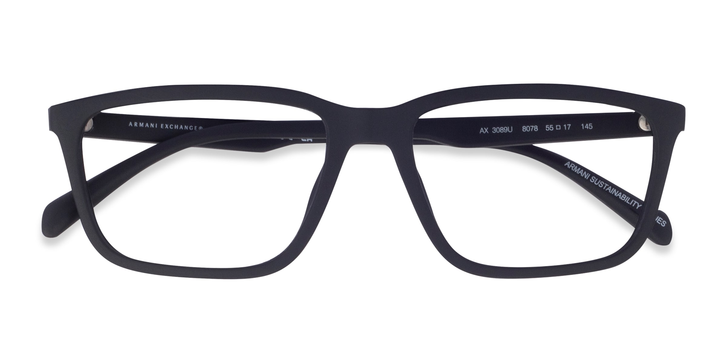 Armani Exchange AX3089U - Rectangle Matte Black Frame Eyeglasses