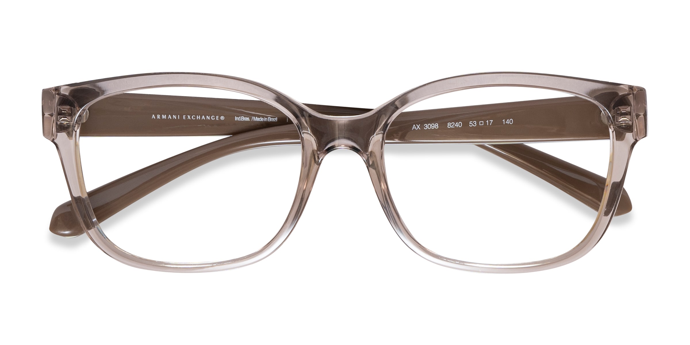 Armani Exchange AX3098 - Cat Eye Shiny Transparent Brown Frame Eyeglasses