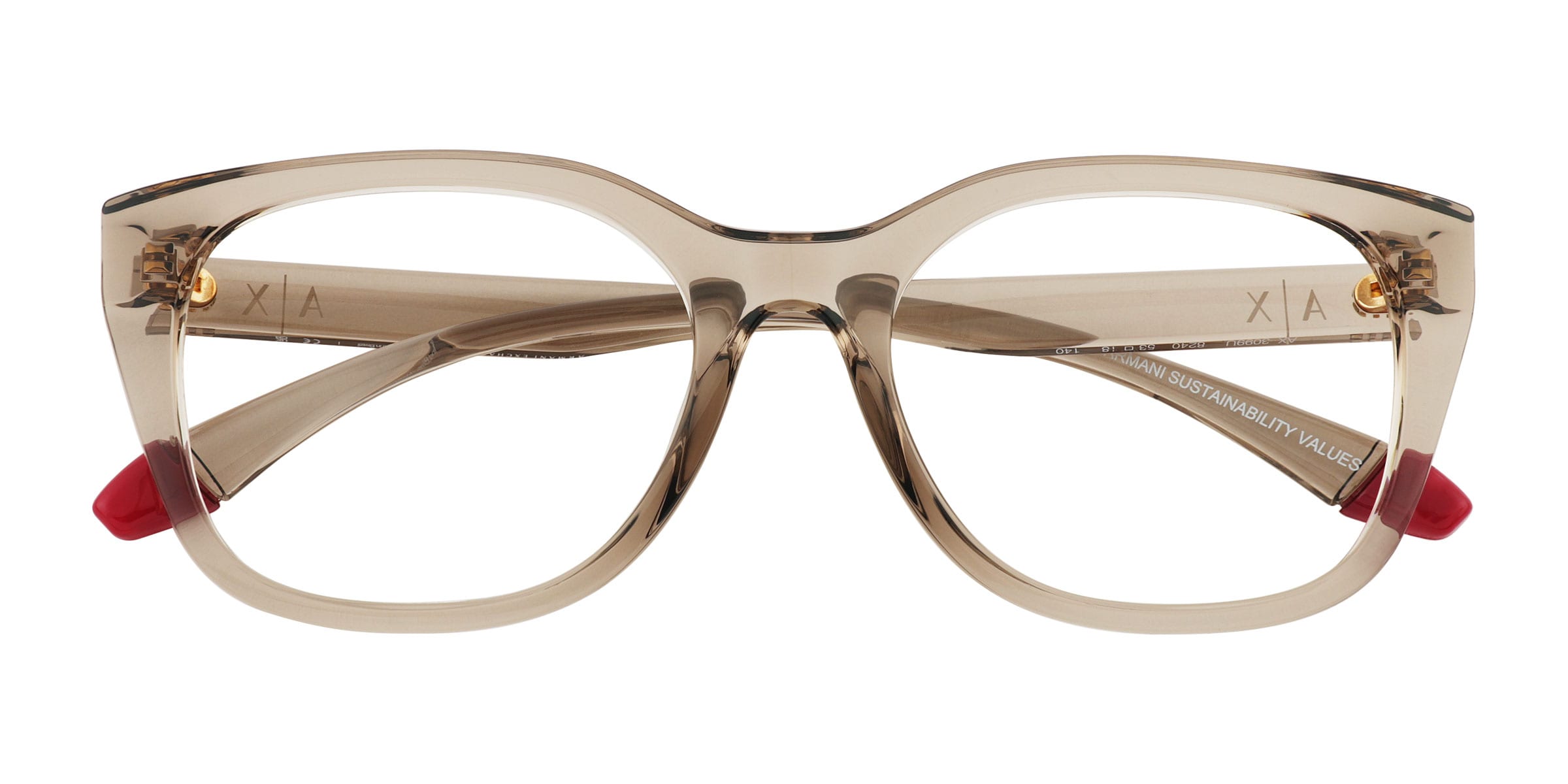 Armani Exchange AX3099U - Square Transparent Champagne Frame Eyeglasses
