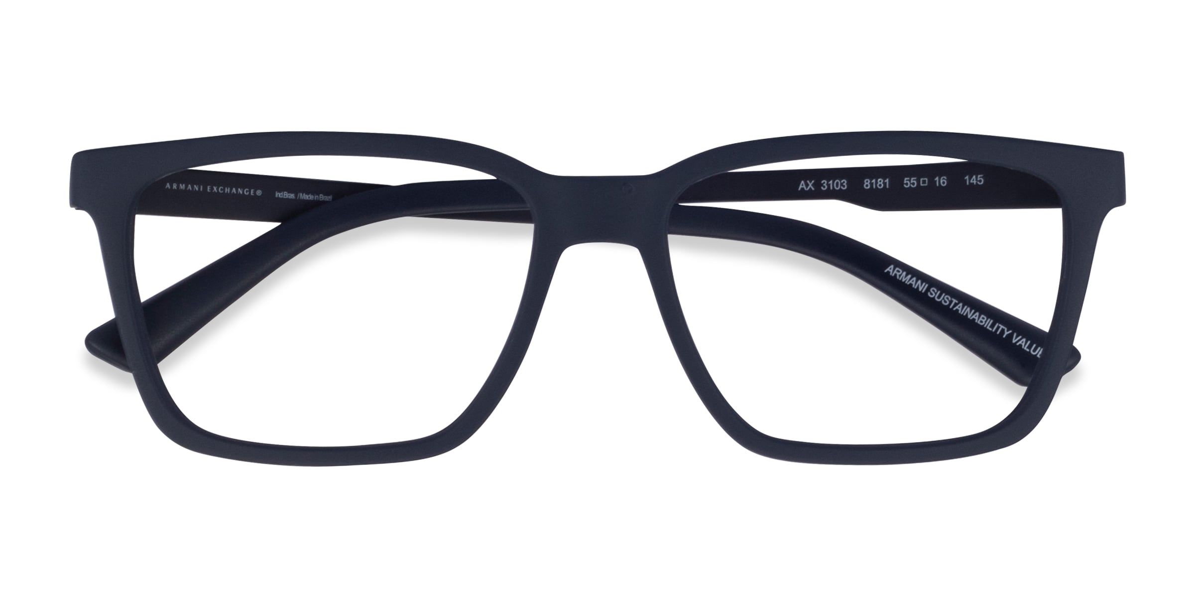 Armani Exchange AX3103 - Square Matte Navy Frame Eyeglasses