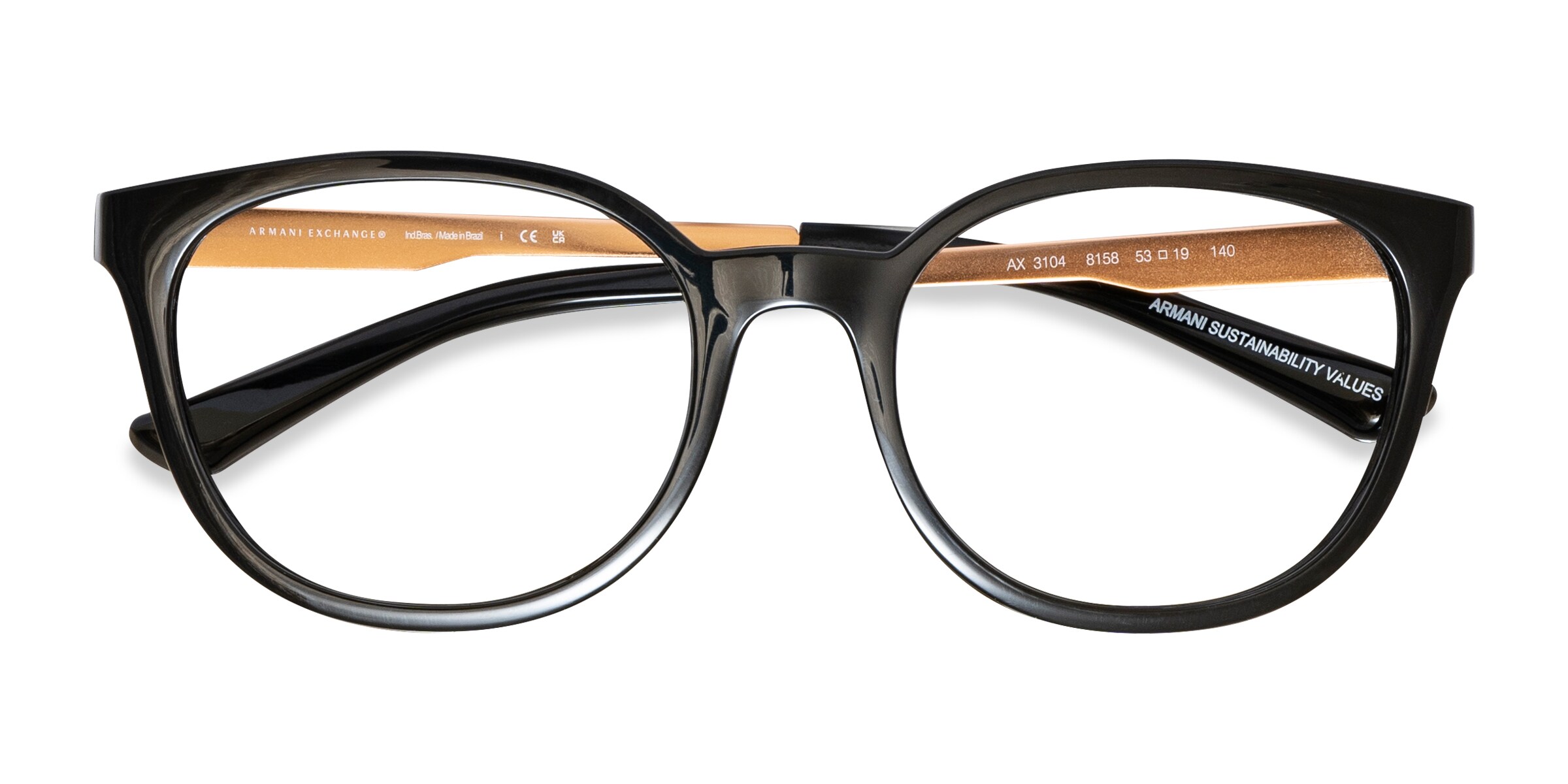 Armani Exchange AX3104 - Cat Eye Shiny Black Frame Eyeglasses