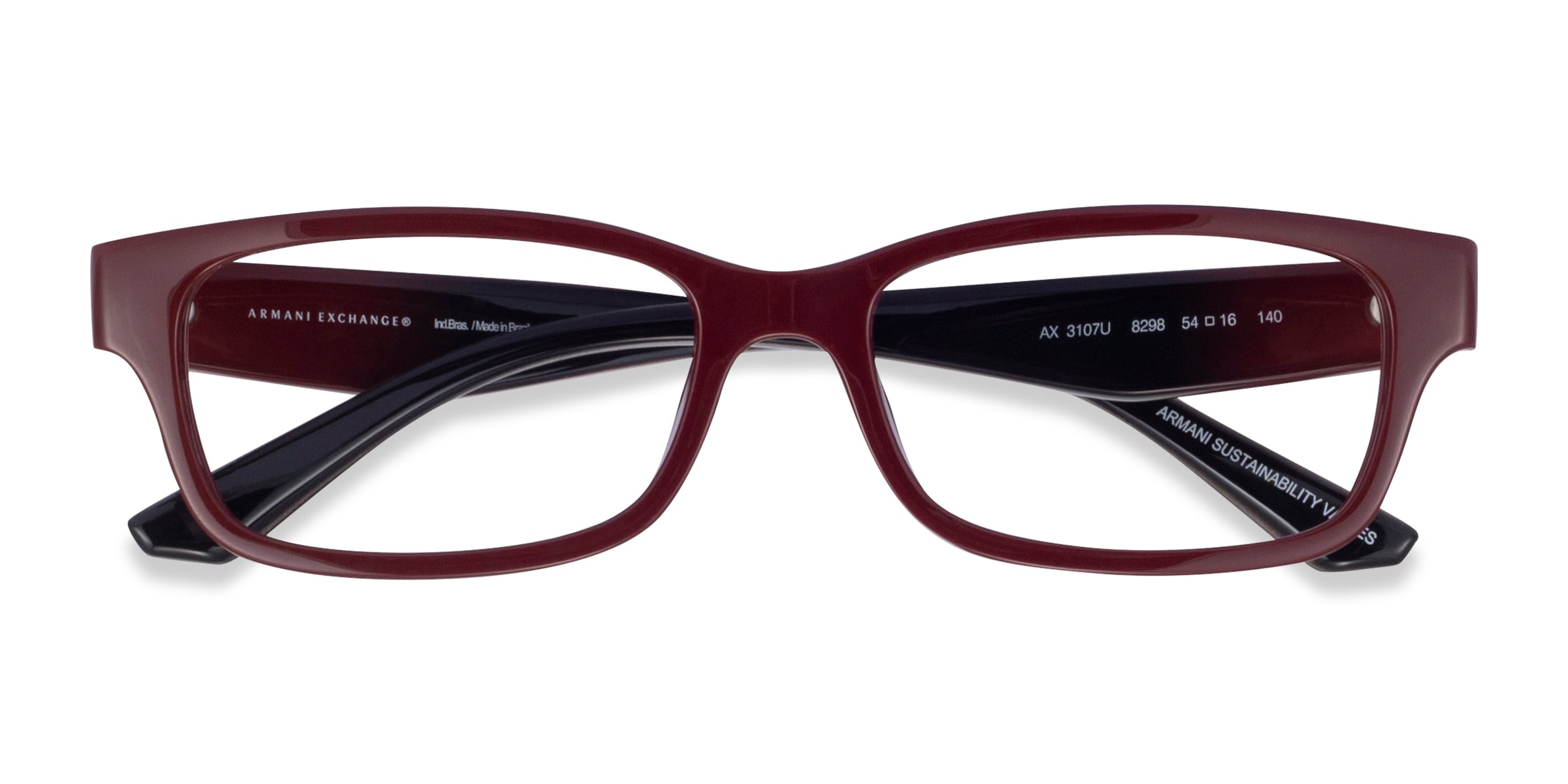 Armani Exchange AX3107U - Rectangle Dark Red Frame Glasses For Women