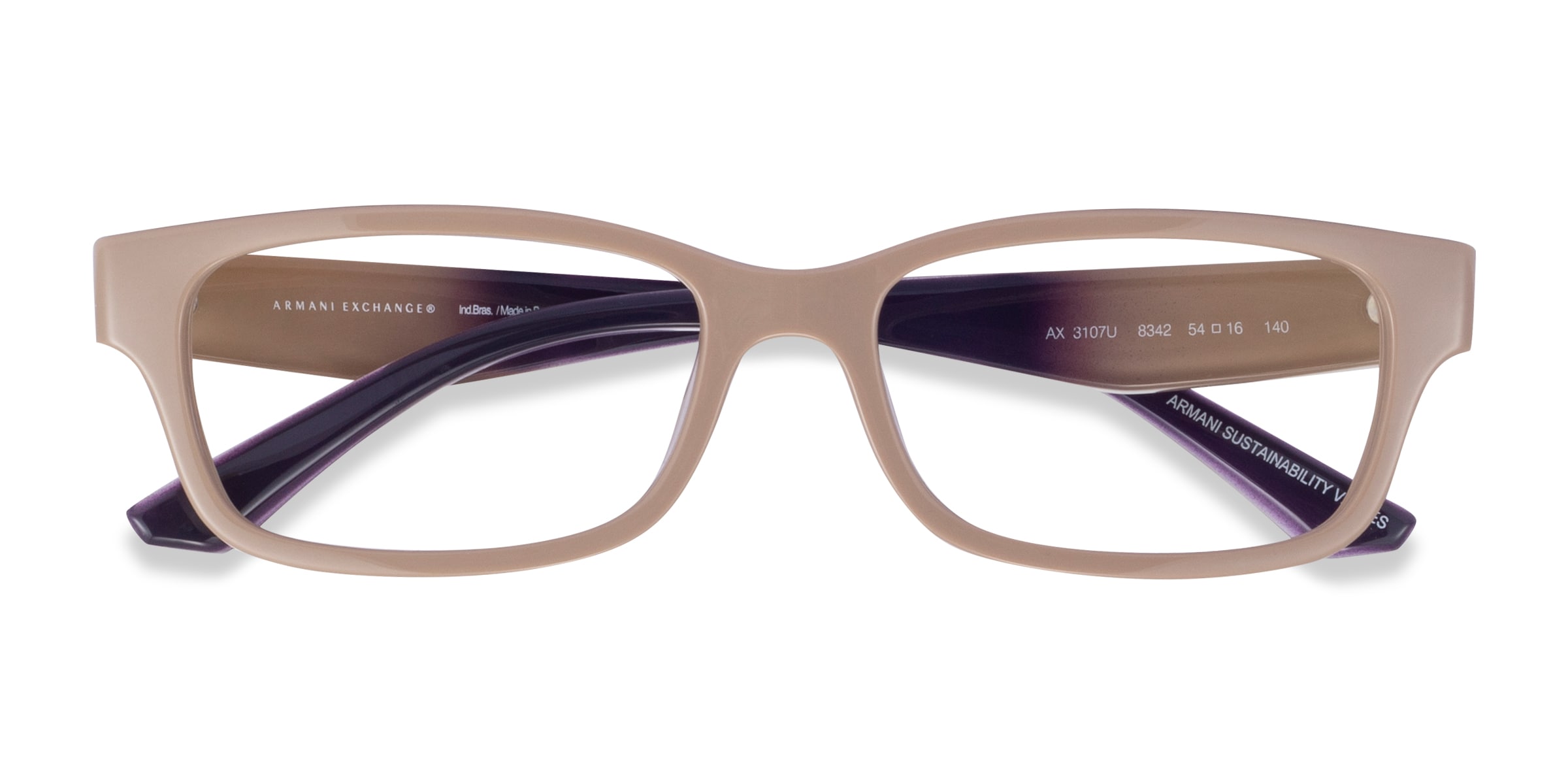 Armani Exchange AX3107U - Rectangle Matte Brown Frame Eyeglasses