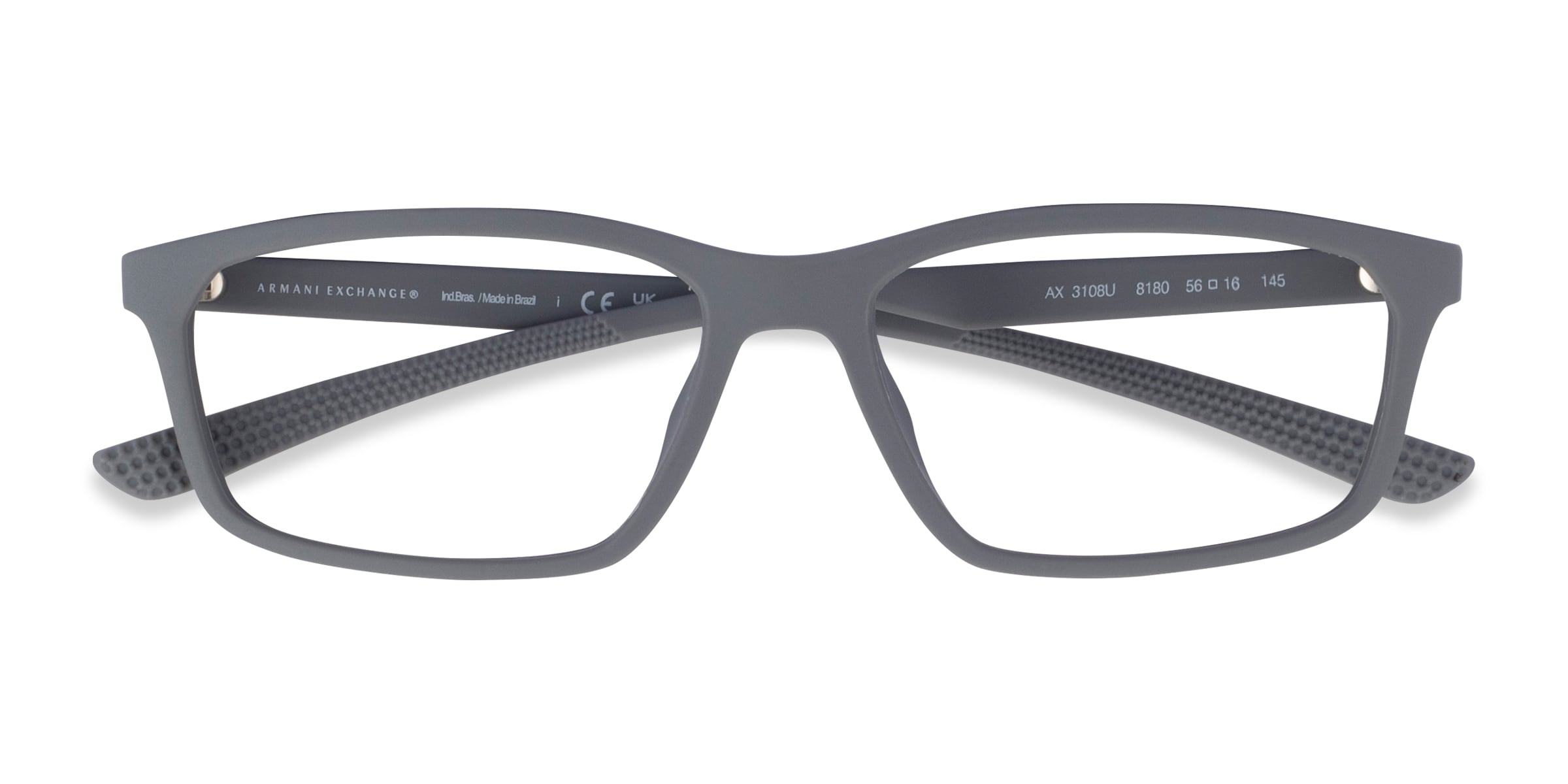 Armani Exchange AX3108U - Rectangle Matte Gray Frame Eyeglasses