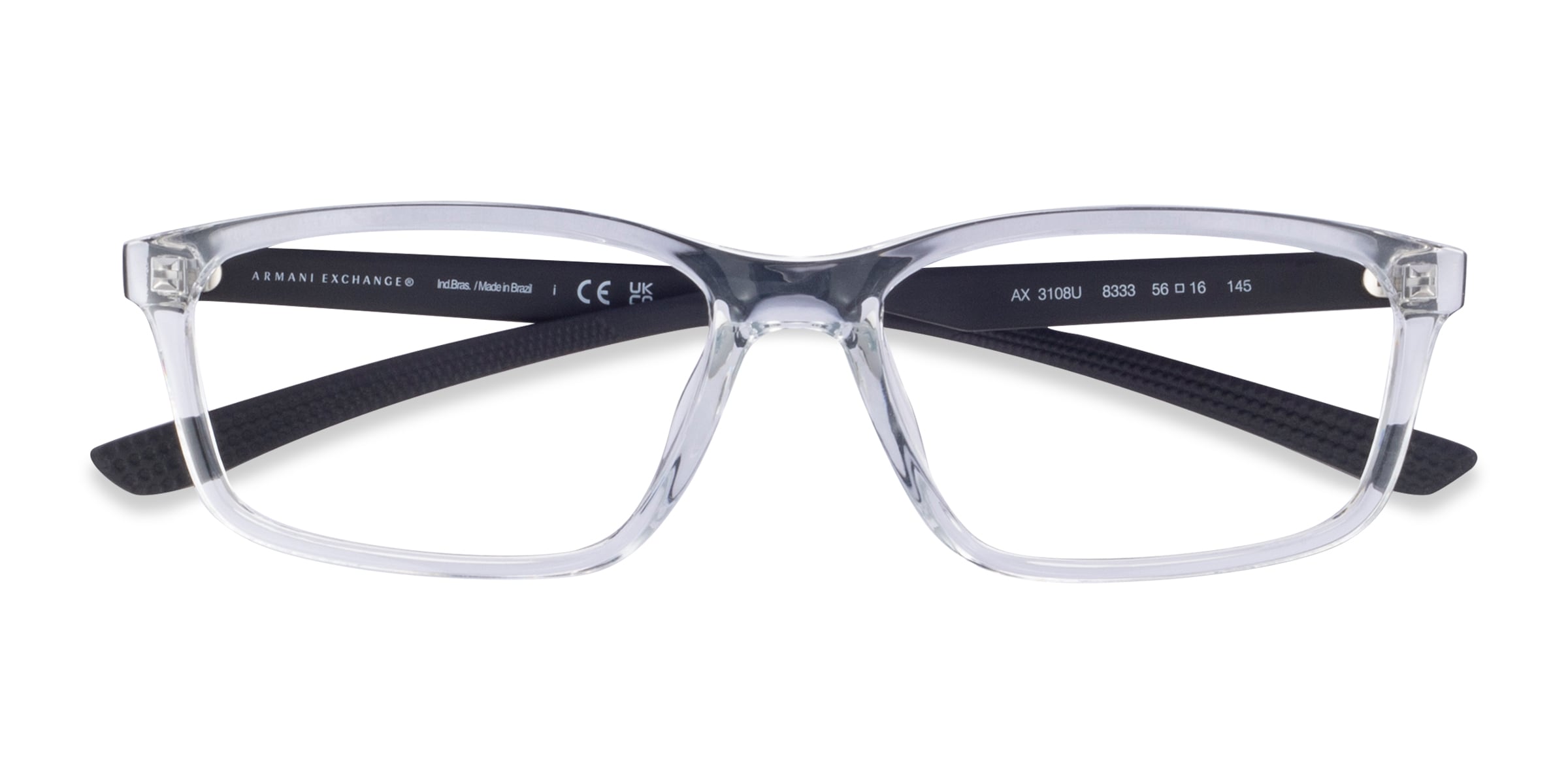 Armani Exchange AX3108U - Rectangle Shiny Crystal Frame Eyeglasses
