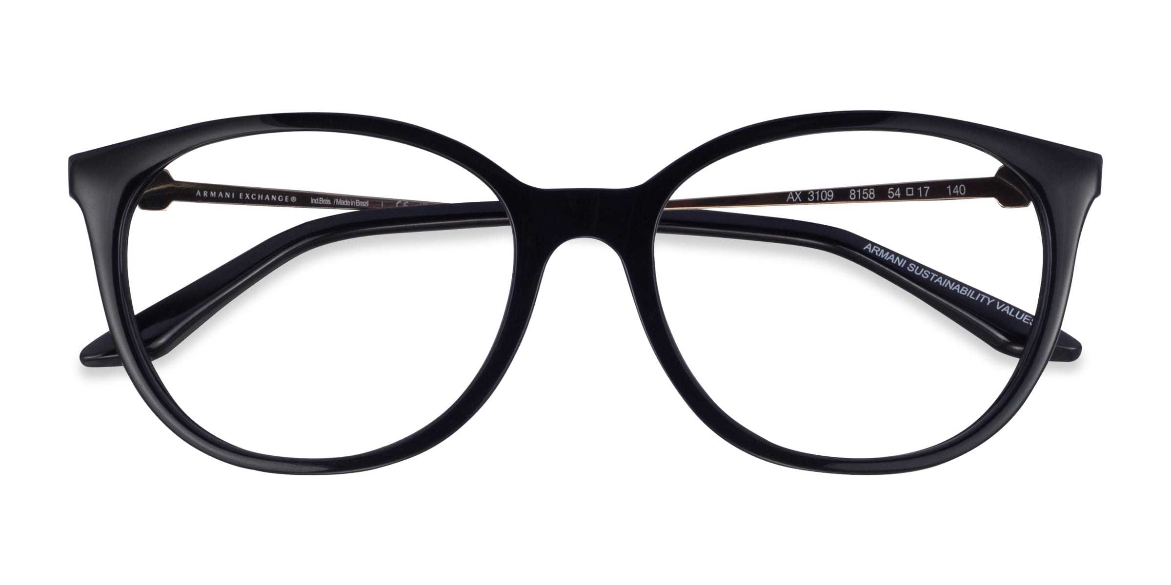 Armani Exchange AX3109 - Cat Eye Shiny Black Frame Eyeglasses